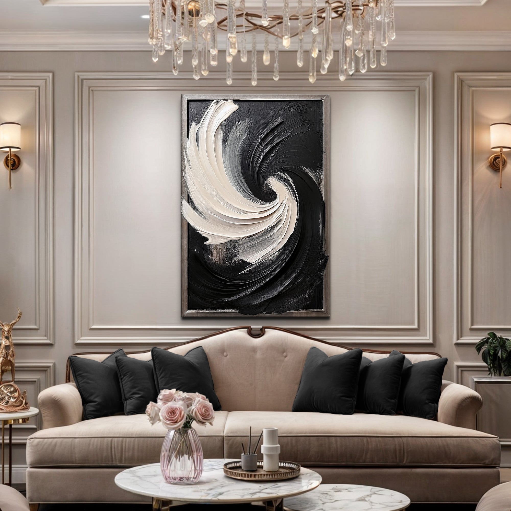 Black and White Vortex Abstract Wall Art on sale at MyriadMart