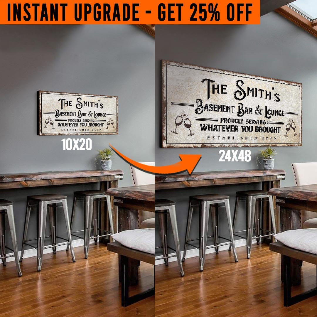 Upgrade Your 'Basement Bar and Lounge' Style 1 Canvas To 24x48 Inches on sale at MyriadMart