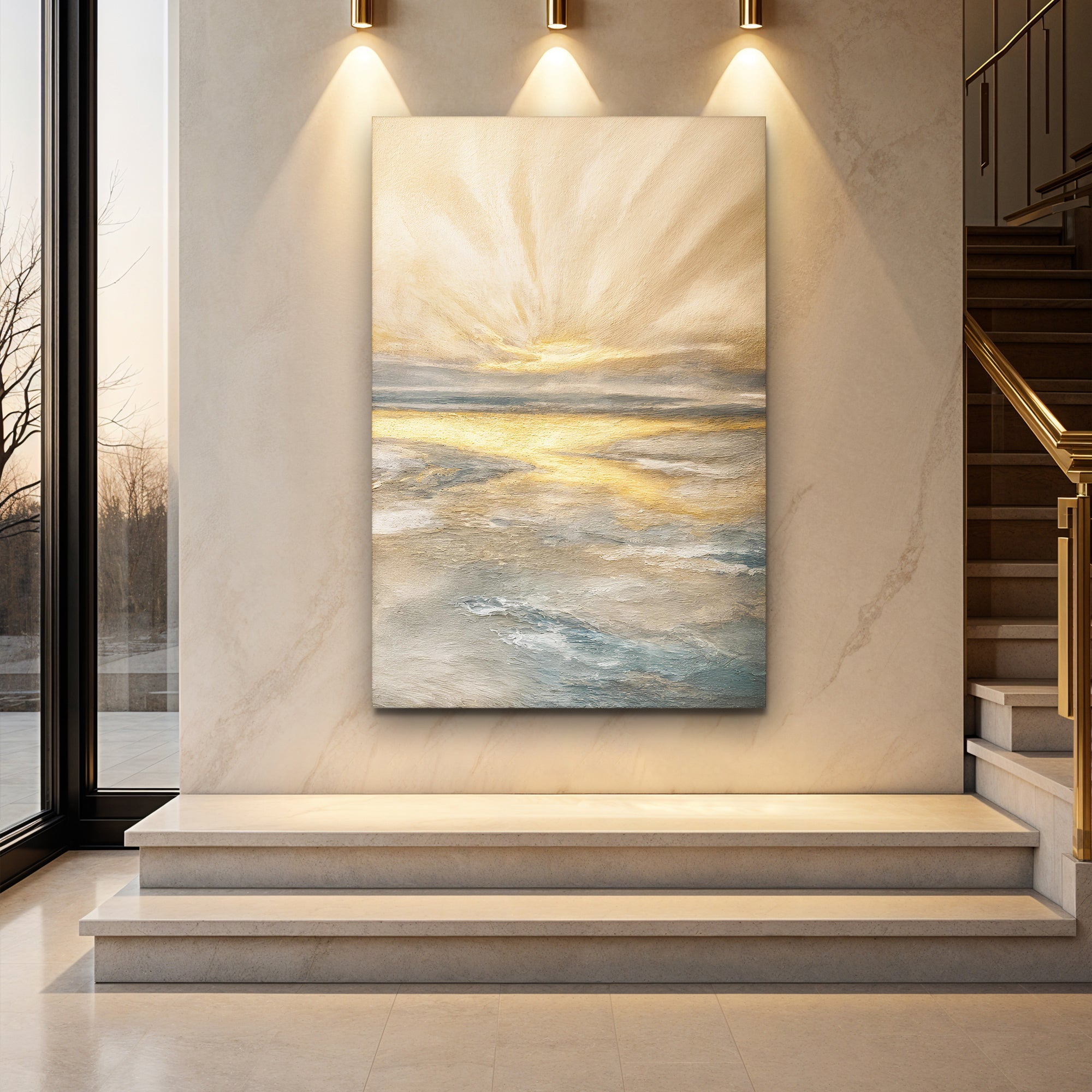 Abstract Sunrise By The Lakeside Wall Art on sale at MyriadMart