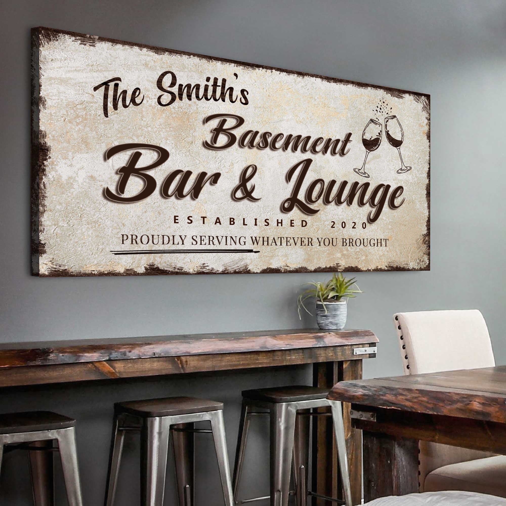 Personalized Basement Bar Sign: Custom Bar Signs for Home Bar – Perfect Man Cave Wall Decor on sale at MyriadMart