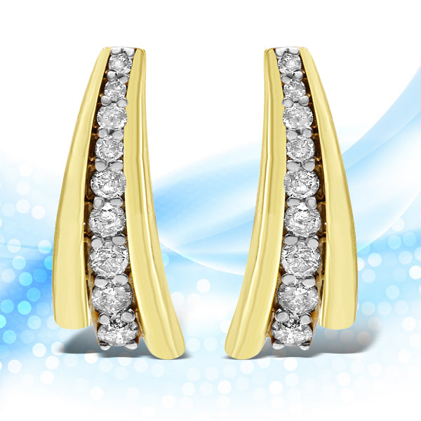 10K Yellow Gold Plated .925 Sterling Silver 1.00 Cttw Round Diamond Graduated Huggie Stud Earrings I-J Color, I2-I3 Clarity on sale at MyriadMart