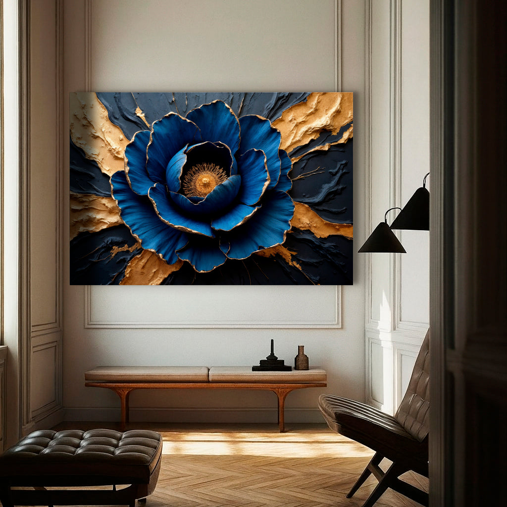 Sapphire Bloom Impasto Wall Art on sale at MyriadMart