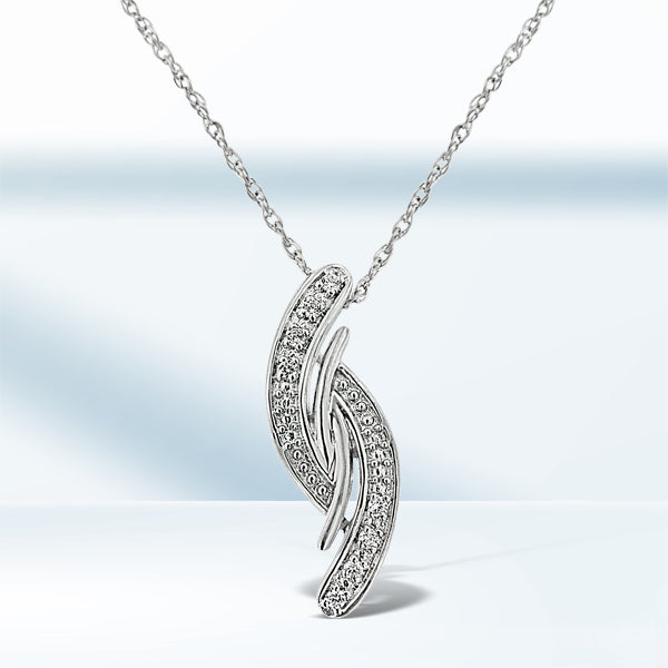 .925 Sterling Silver Diamond Accent Bypass Curve 18" Pendant Necklace I-J Color, I3 Clarity on sale at MyriadMart