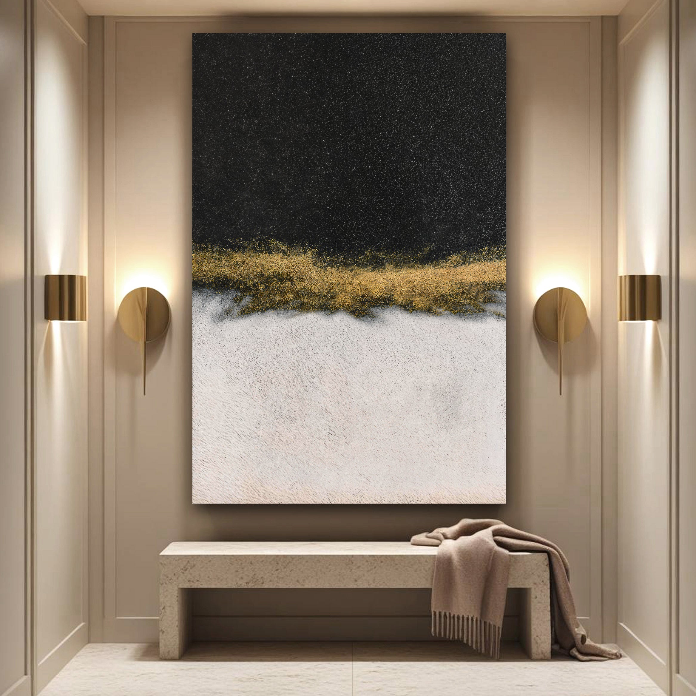 Minimalist Black and Gold Wall Art II on sale at MyriadMart
