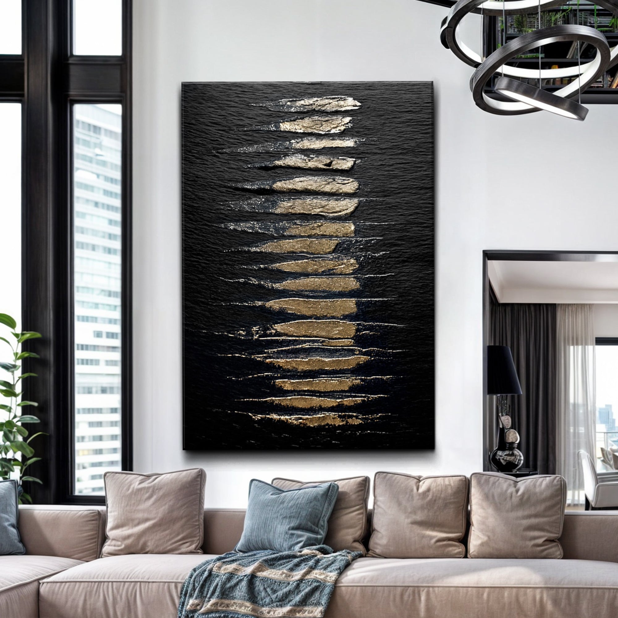 Black And Gold Abstract Minimalist Wall Art on sale at MyriadMart