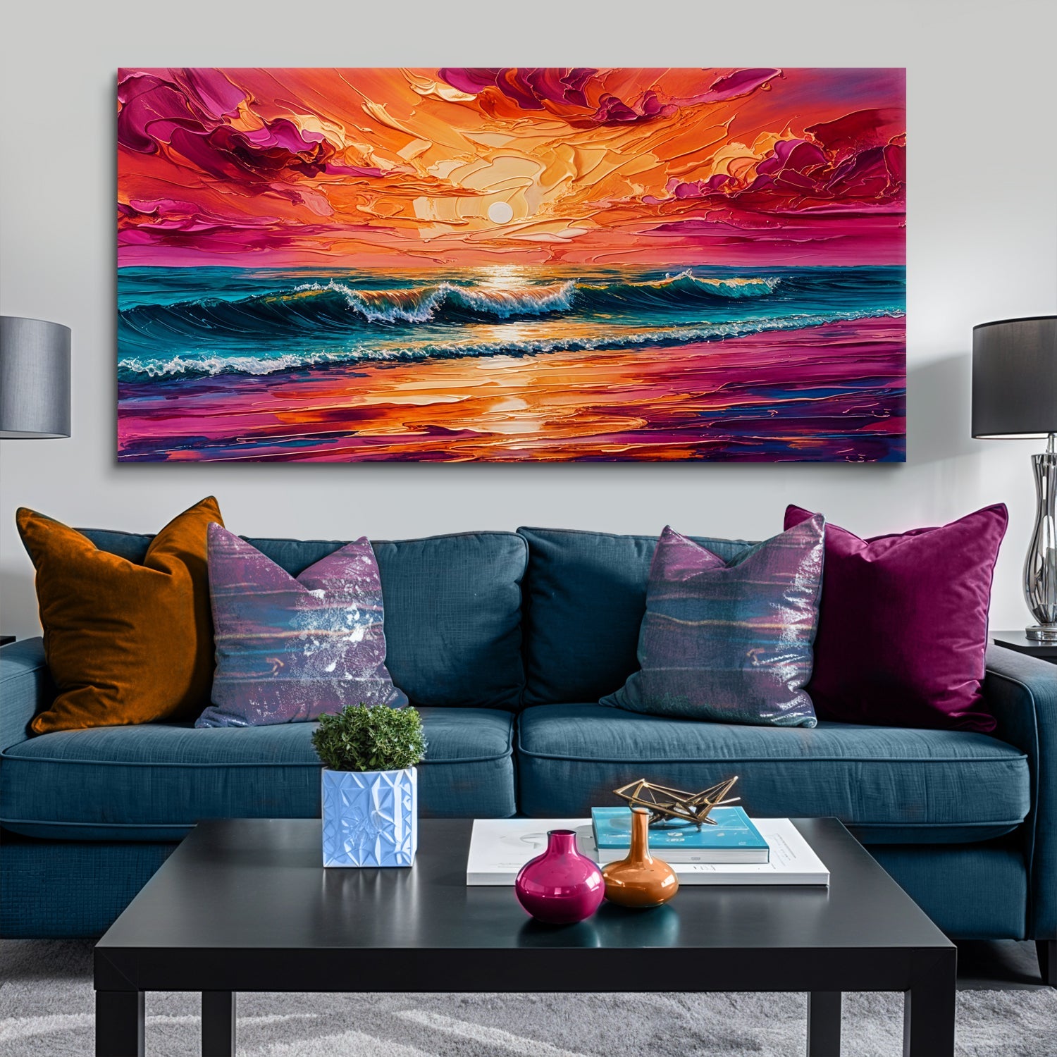 Coastal Sunset Impasto Wall Art on sale at MyriadMart