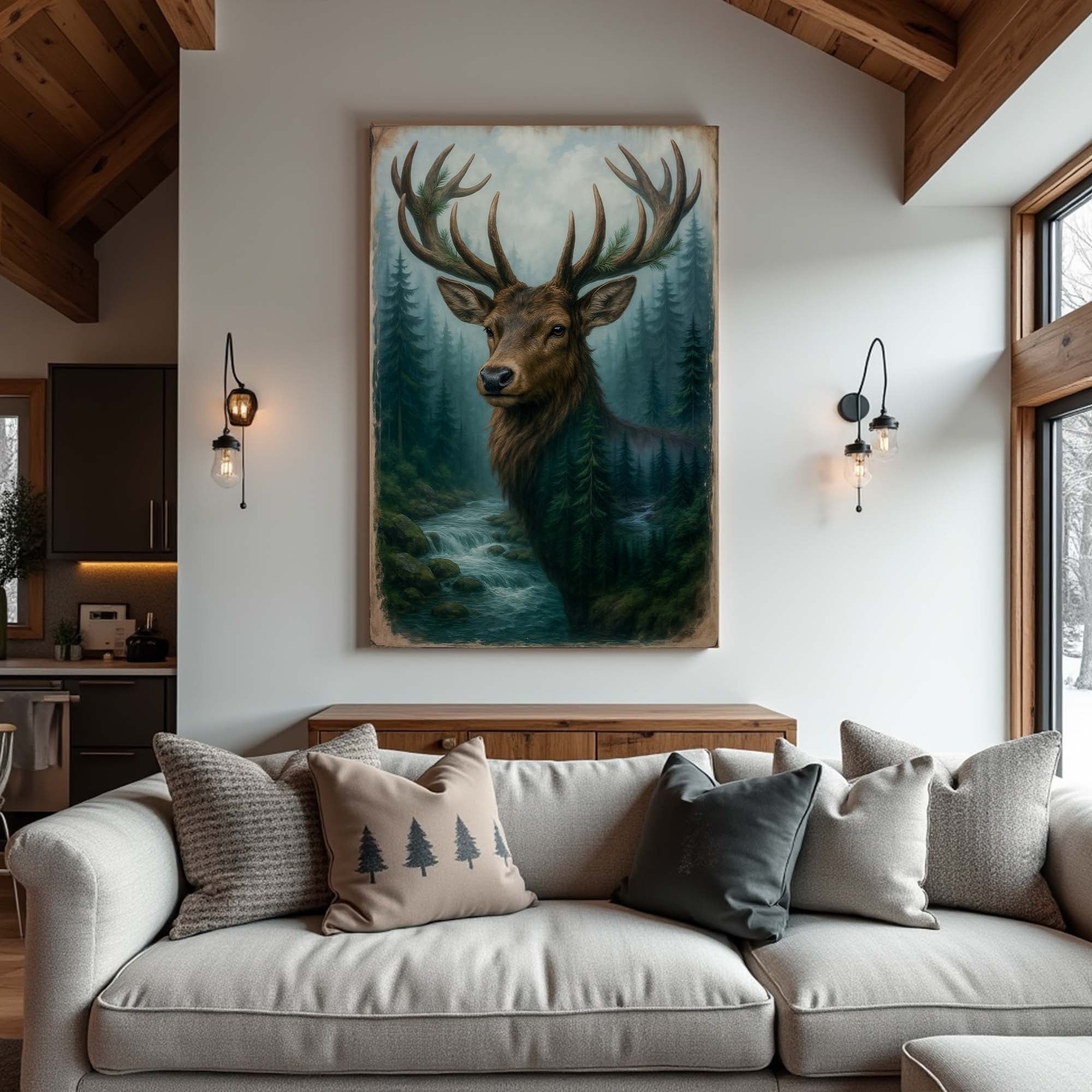 Misty Stag Double Exposure Wall Art on sale at MyriadMart