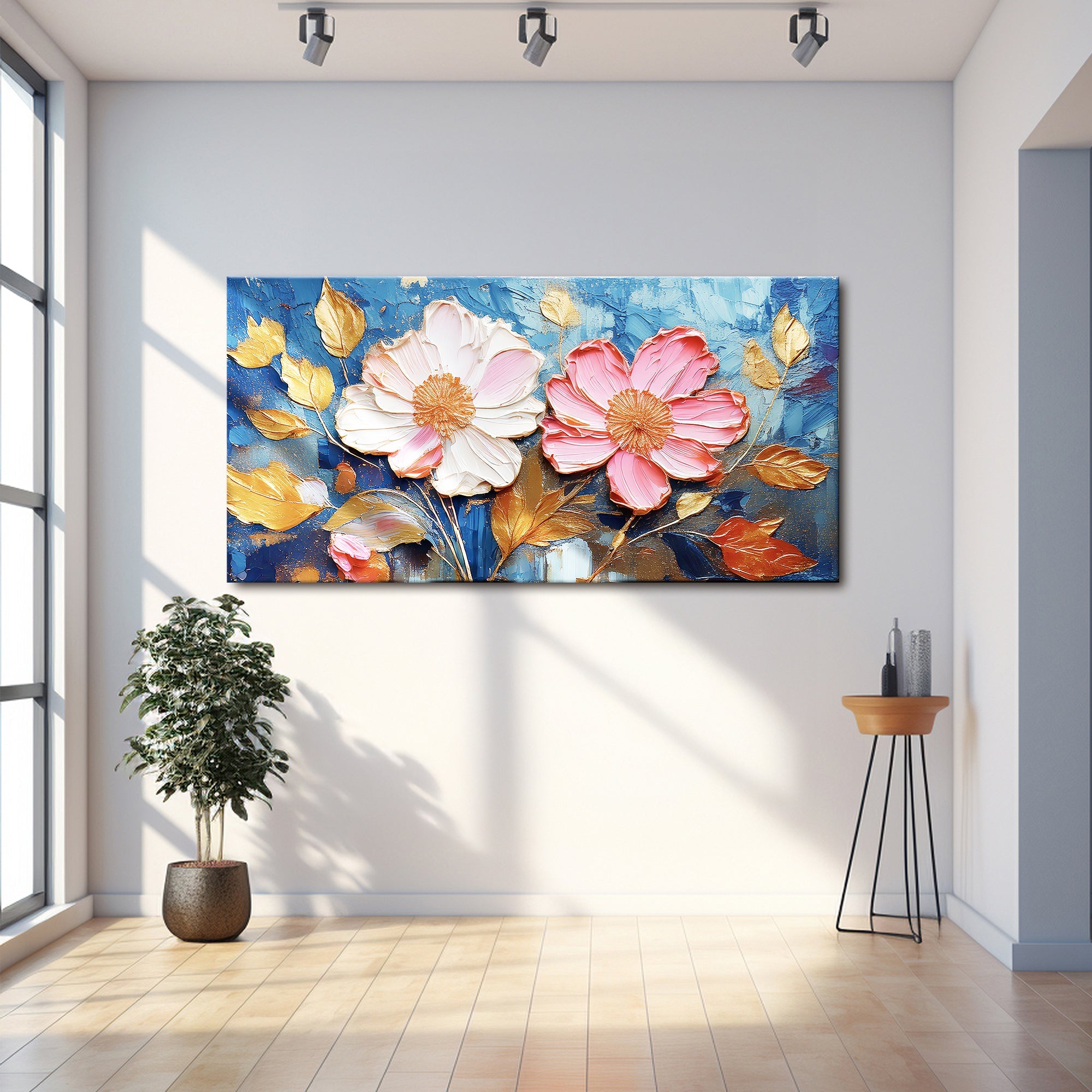 Golden Petals Impasto Wall Art on sale at MyriadMart