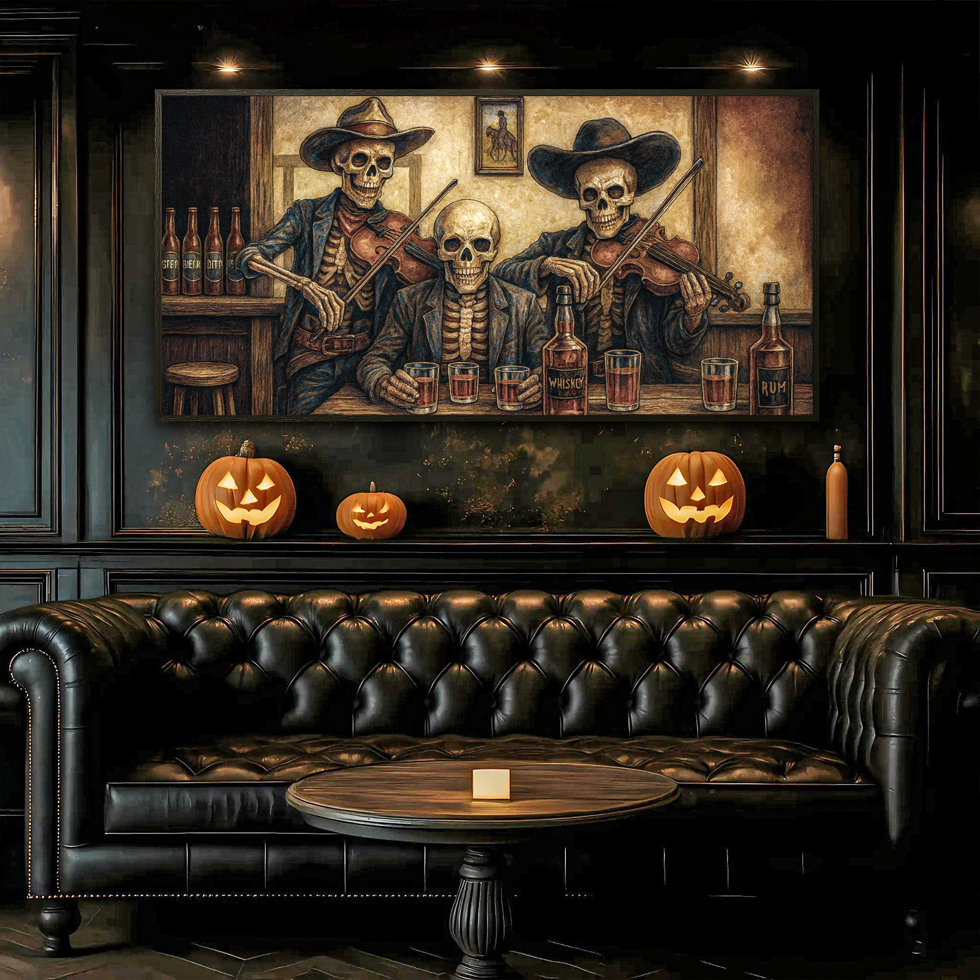 Cowboy Skeletons Western Bar Wall Art on sale at MyriadMart