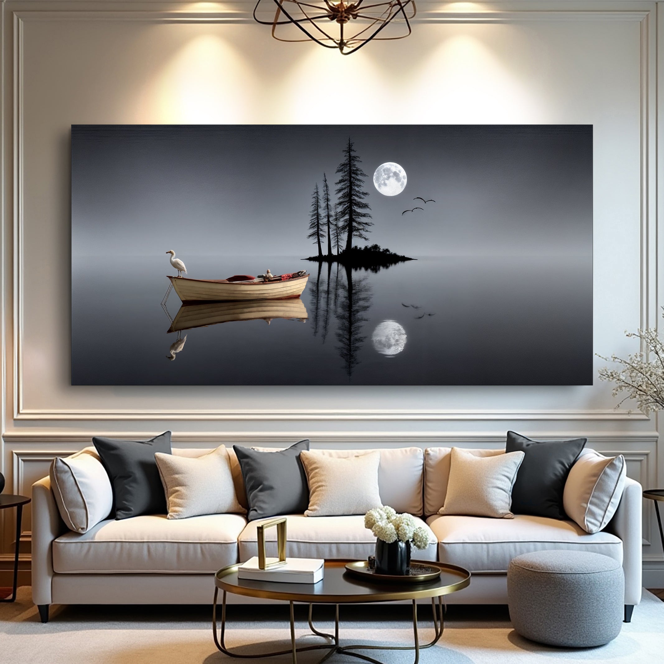 Modern Minimalist Night Lake Wall Art on sale at MyriadMart