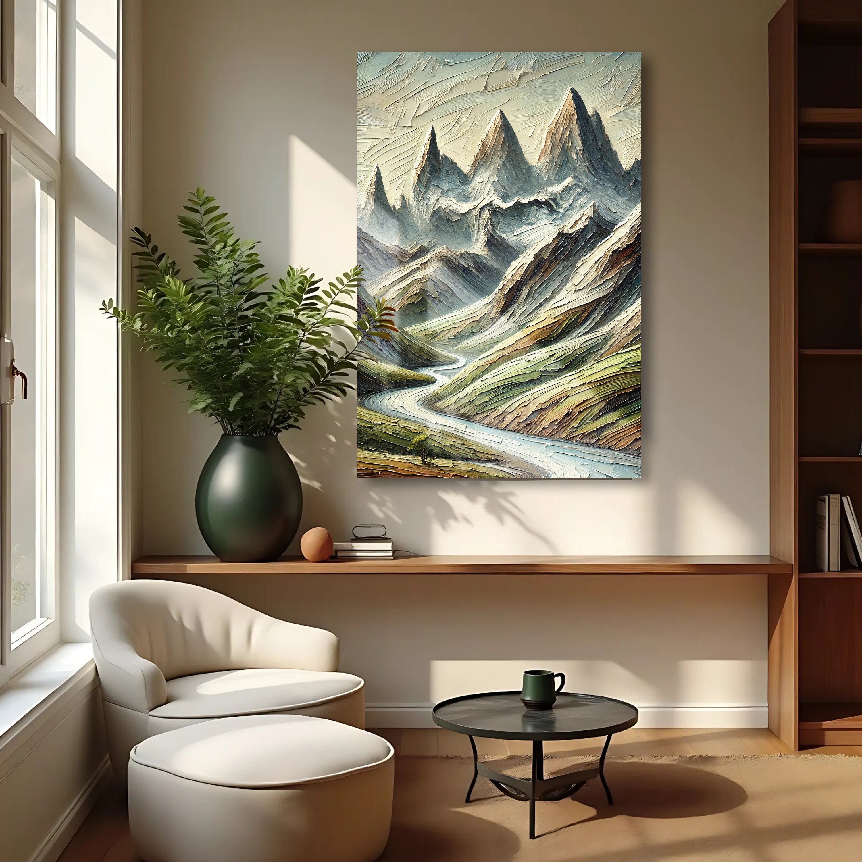 Abstract Mountain and River Landscape Wall Art II on sale at MyriadMart