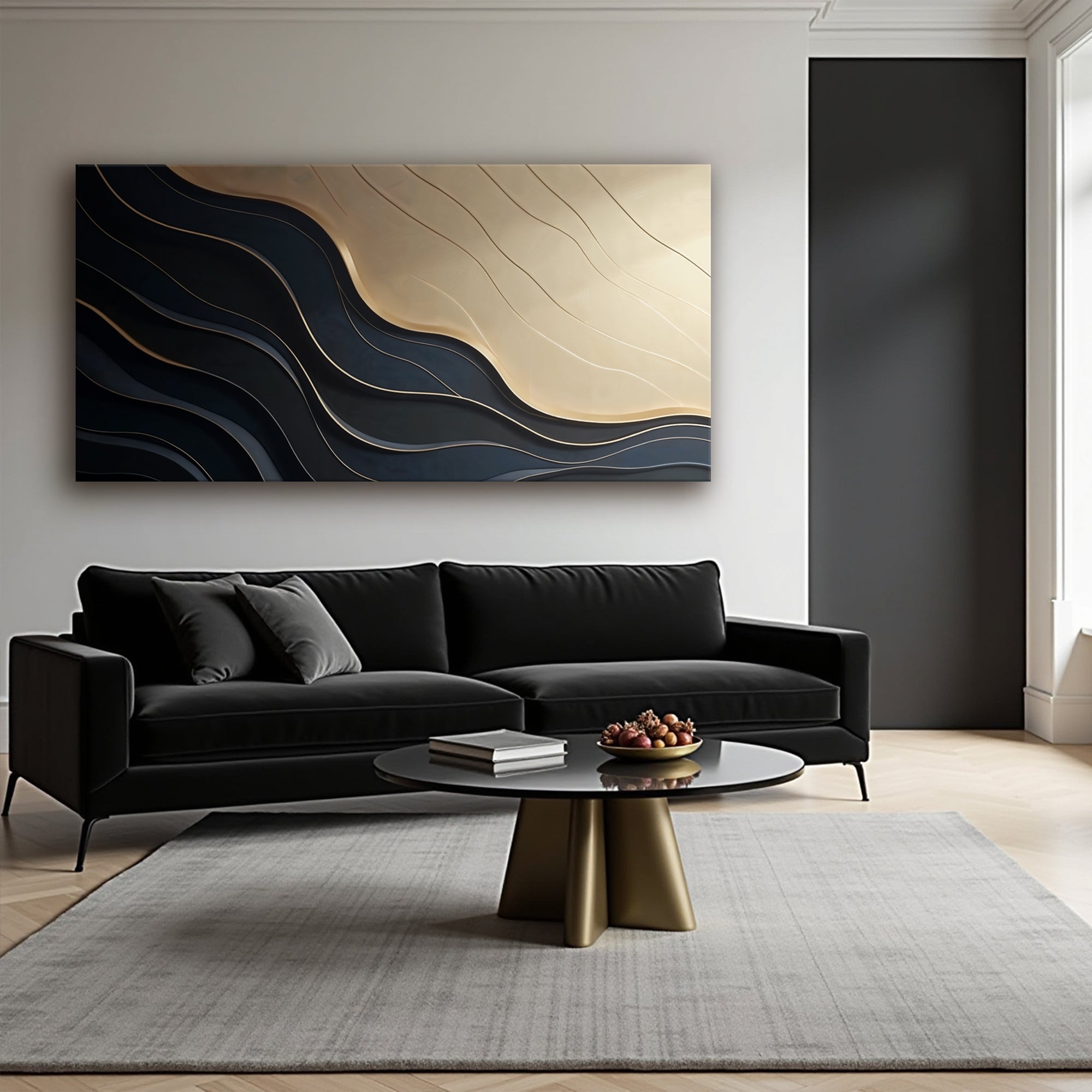 Black And Gold Minimalist Abstract VII on sale at MyriadMart