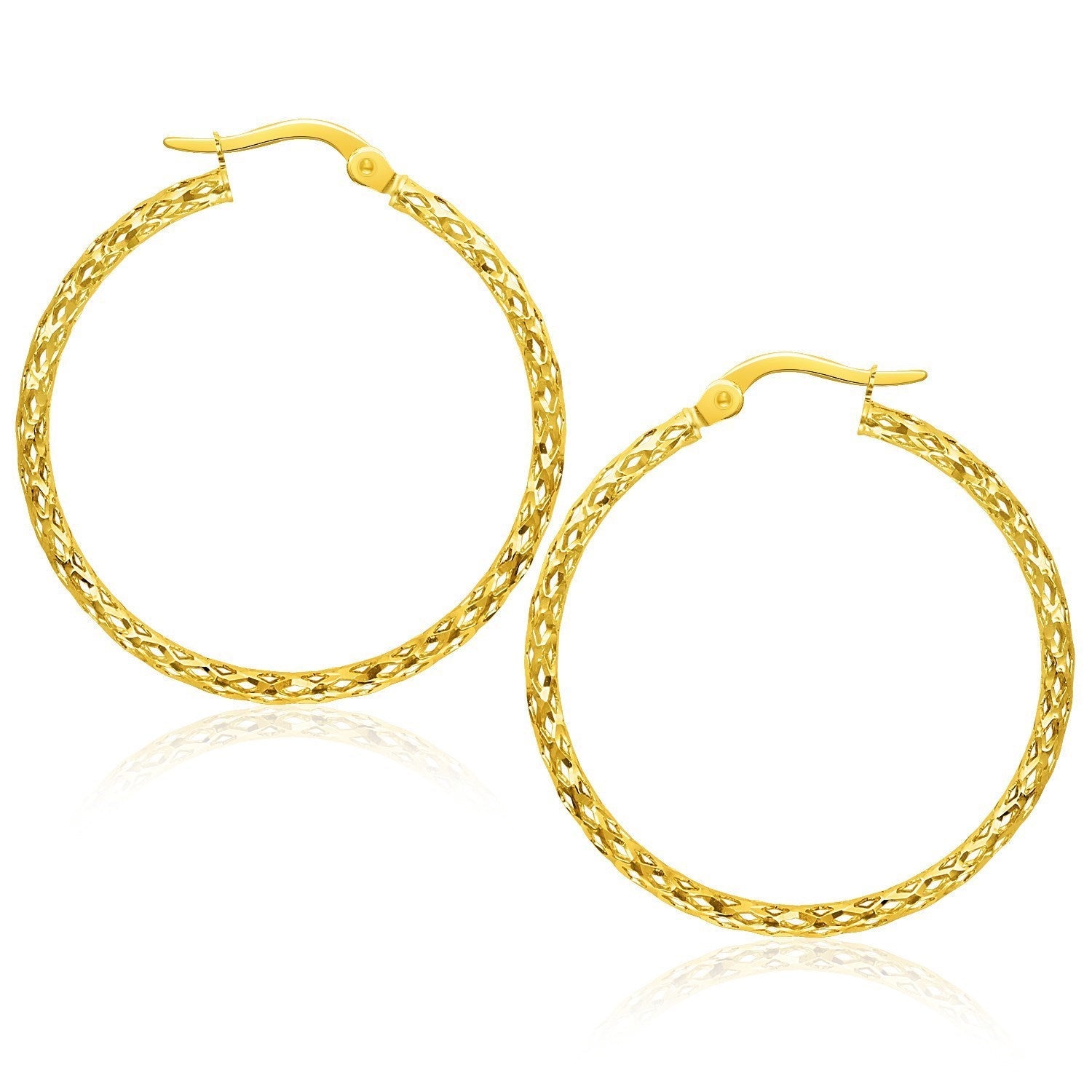 Large Textured Hoop Earrings in 10k Yellow Gold on sale at MyriadMart