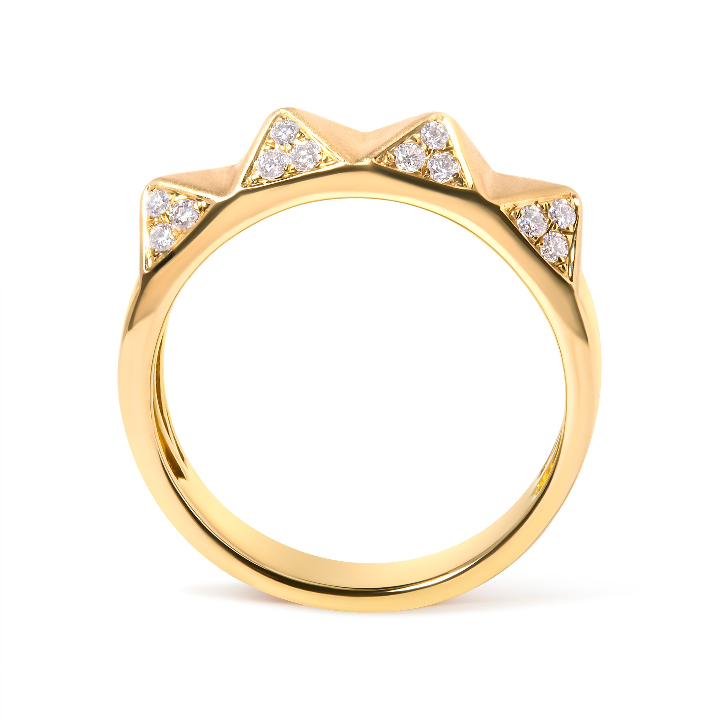 14K Yellow Gold 1/4 Cttw White Diamond Pyramid Band Ring G-H Color, SI1-SI2 Clarity - Size 7 on sale at MyriadMart