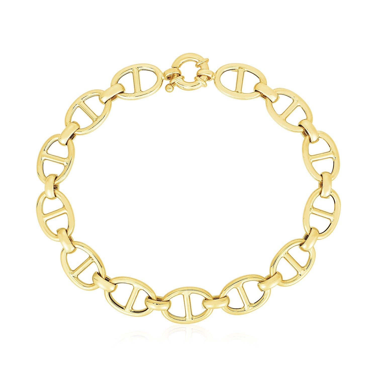 14k Yellow Gold High Polish Mariner Link Bracelet 8.8mm on sale at MyriadMart