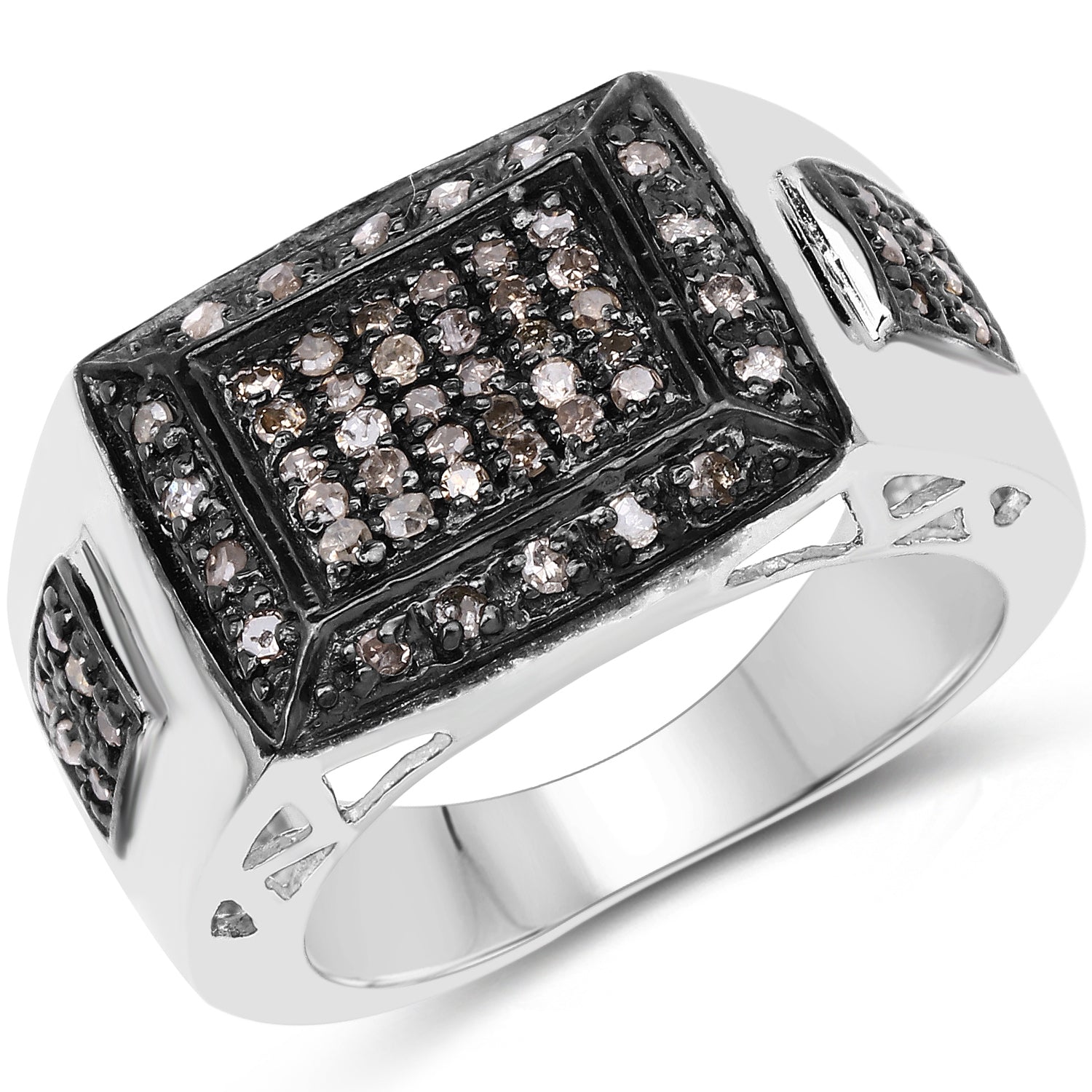0.52 Carat Genuine Champagne Diamond .925 Sterling Silver Ring on sale at MyriadMart