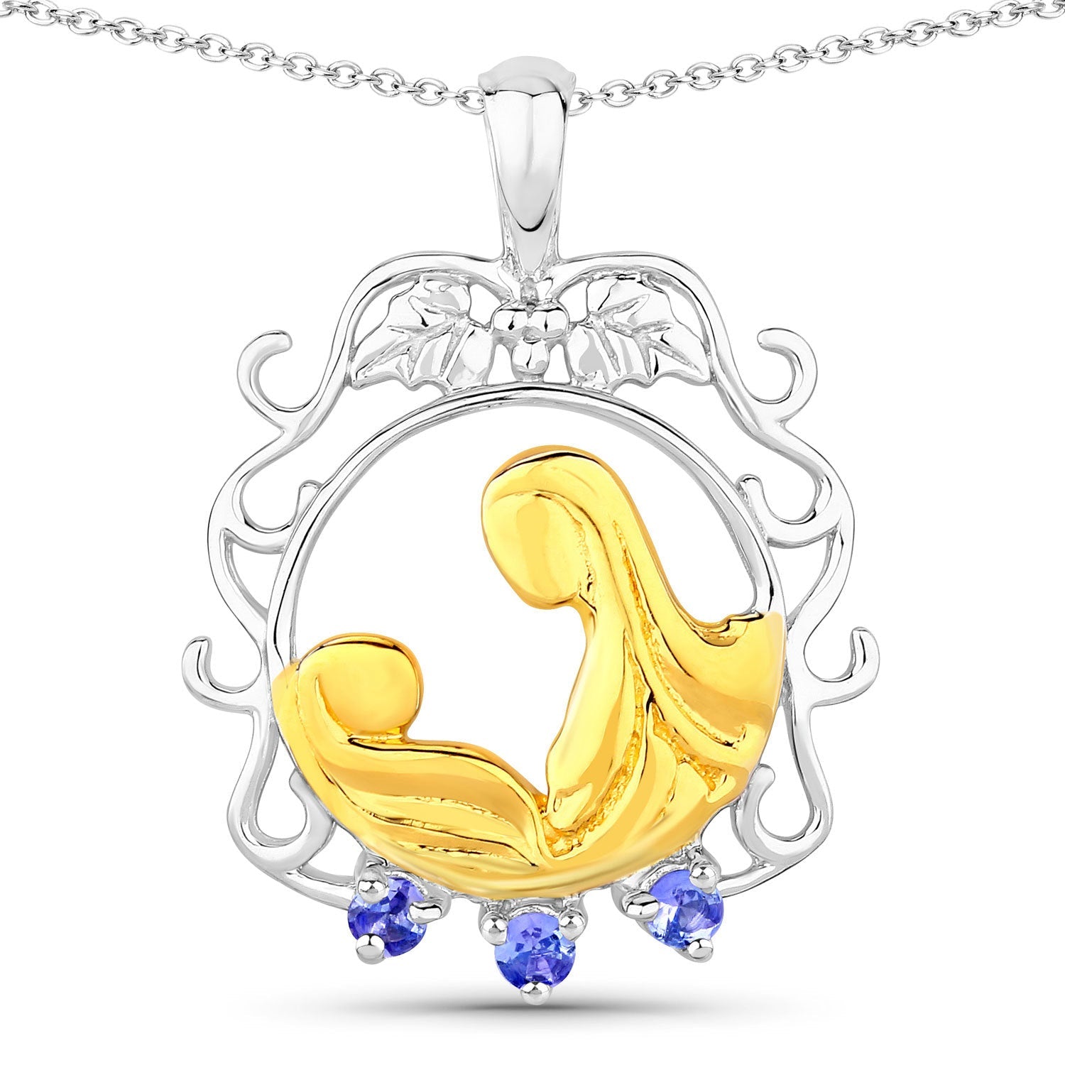 0.11 Carat Genuine Tanzanite .925 Sterling Silver Pendant on sale at MyriadMart
