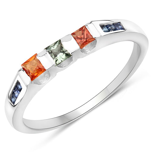 0.68 Carat Genuine Multi Sapphire .925 Sterling Silver Ring on sale at MyriadMart
