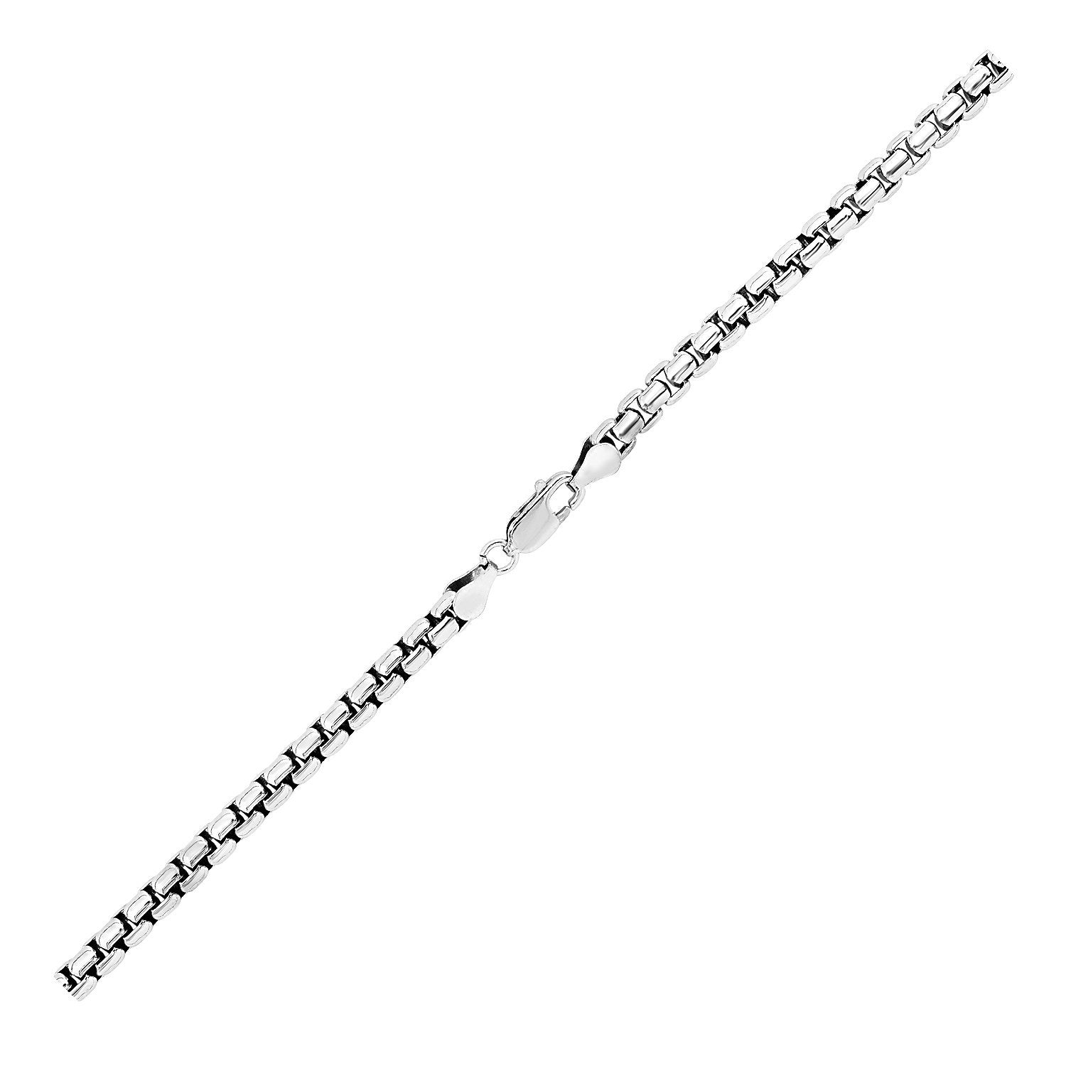 Sterling Silver Rhodium Plated Round Box Bracelet 5.2 mm on sale at MyriadMart