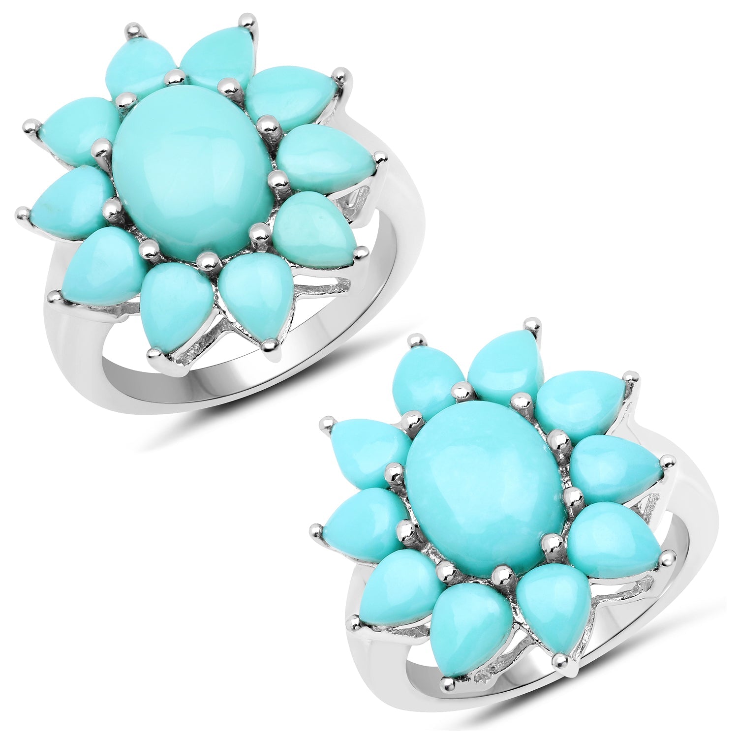 5.20 Carat Genuine Turquoise .925 Sterling Silver Ring on sale at MyriadMart