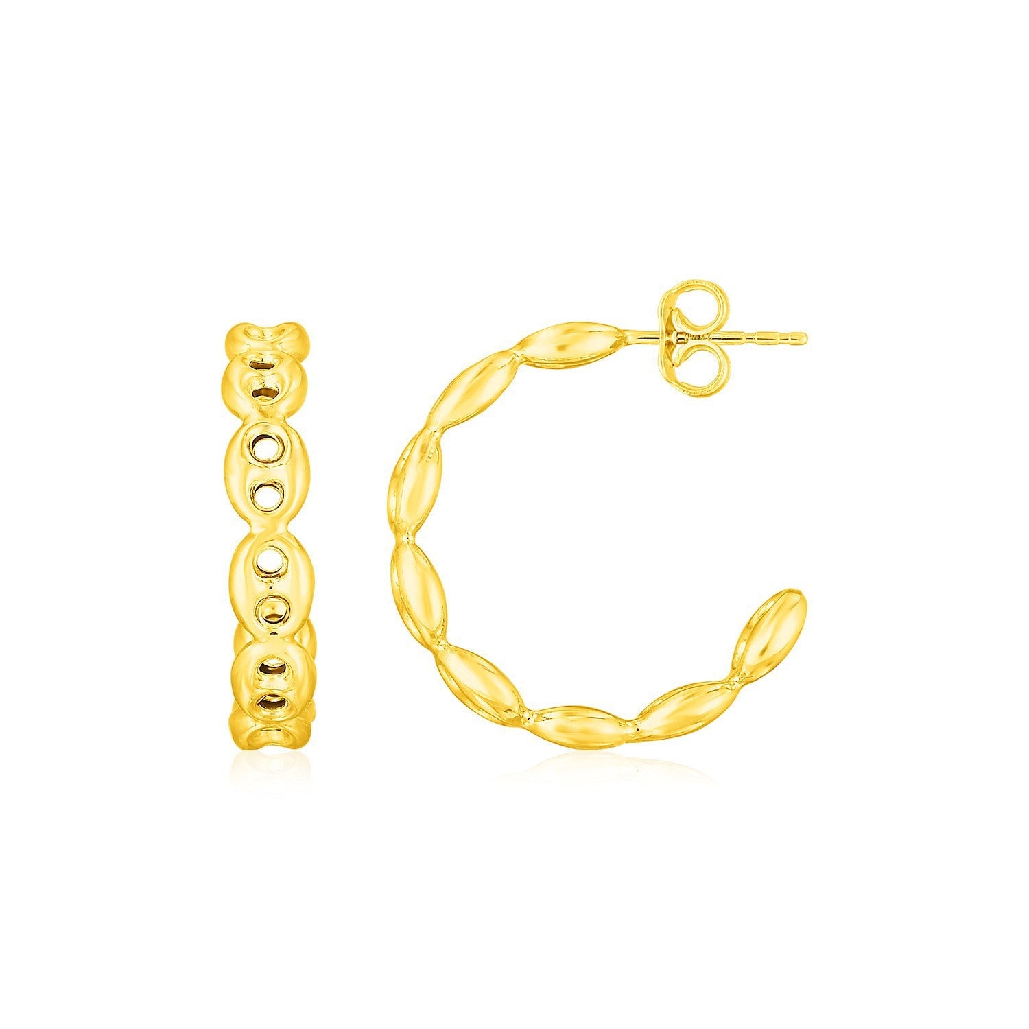 14K Yellow Gold Hoop Mariner Chain Earrings on sale at MyriadMart