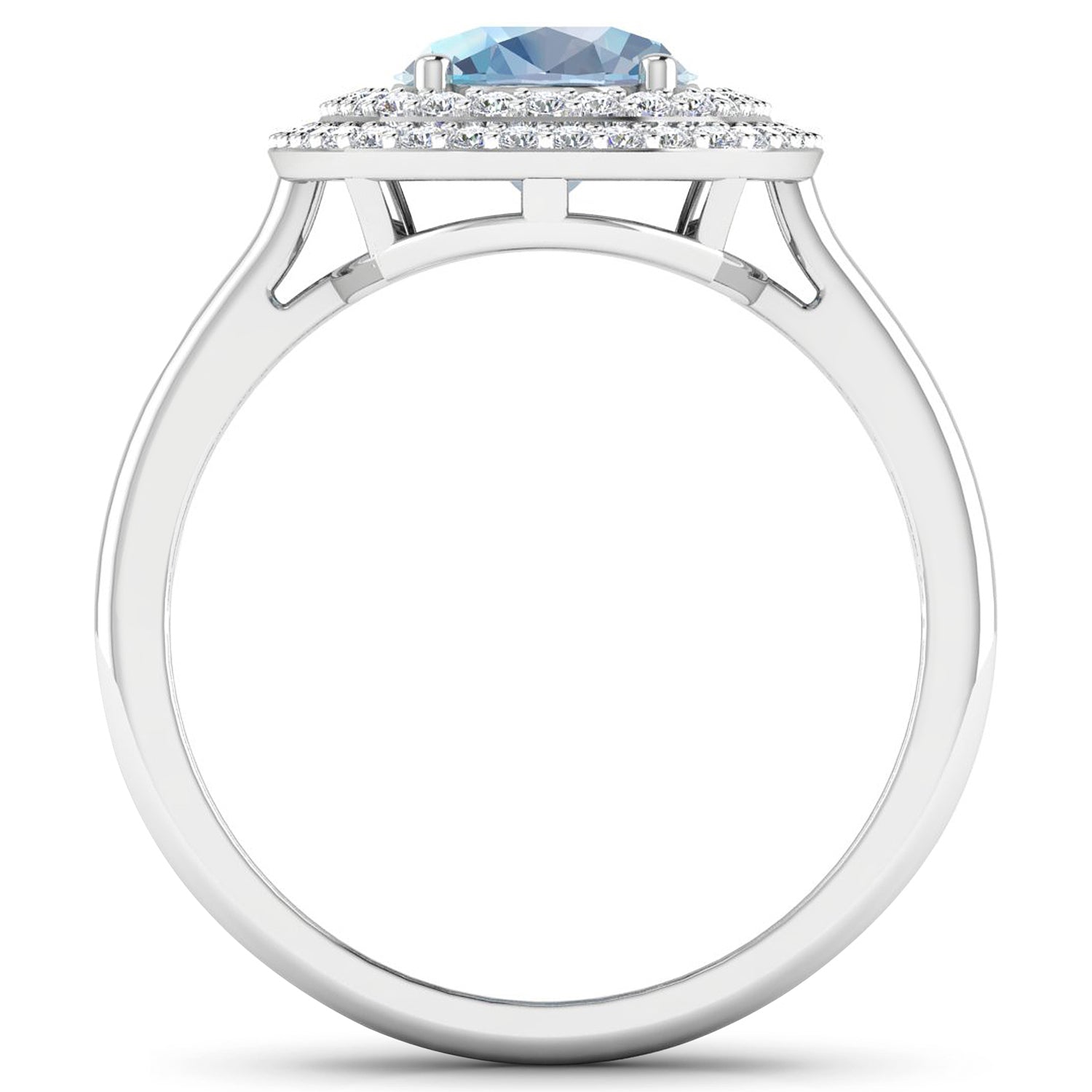 1.72 Carat Genuine Aquamarine and White Diamond 14K White Gold Ring on sale at MyriadMart