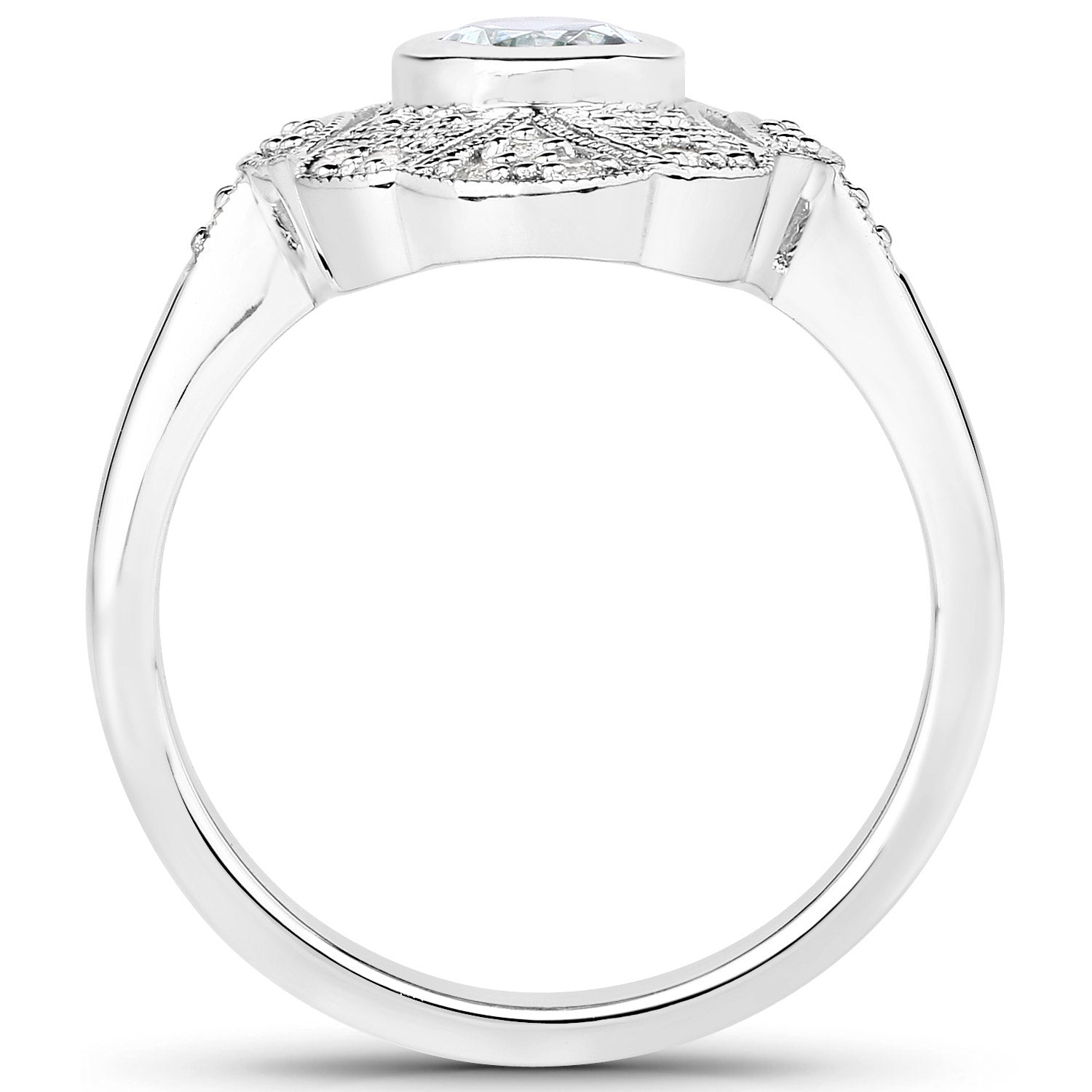 1.02 Carat Genuine Aquamarine and White Topaz .925 Sterling Silver Ring on sale at MyriadMart