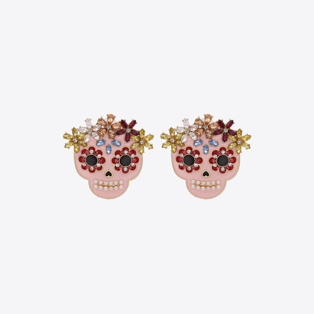 Skull Rhinestone Alloy Earrings - MyriadMart