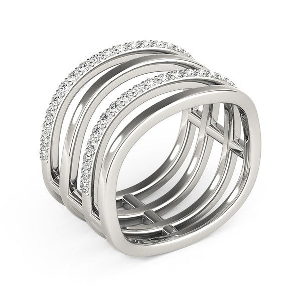 14k White Gold Multiple Band Design Ring with Diamonds 3/8 cttw on sale at MyriadMart