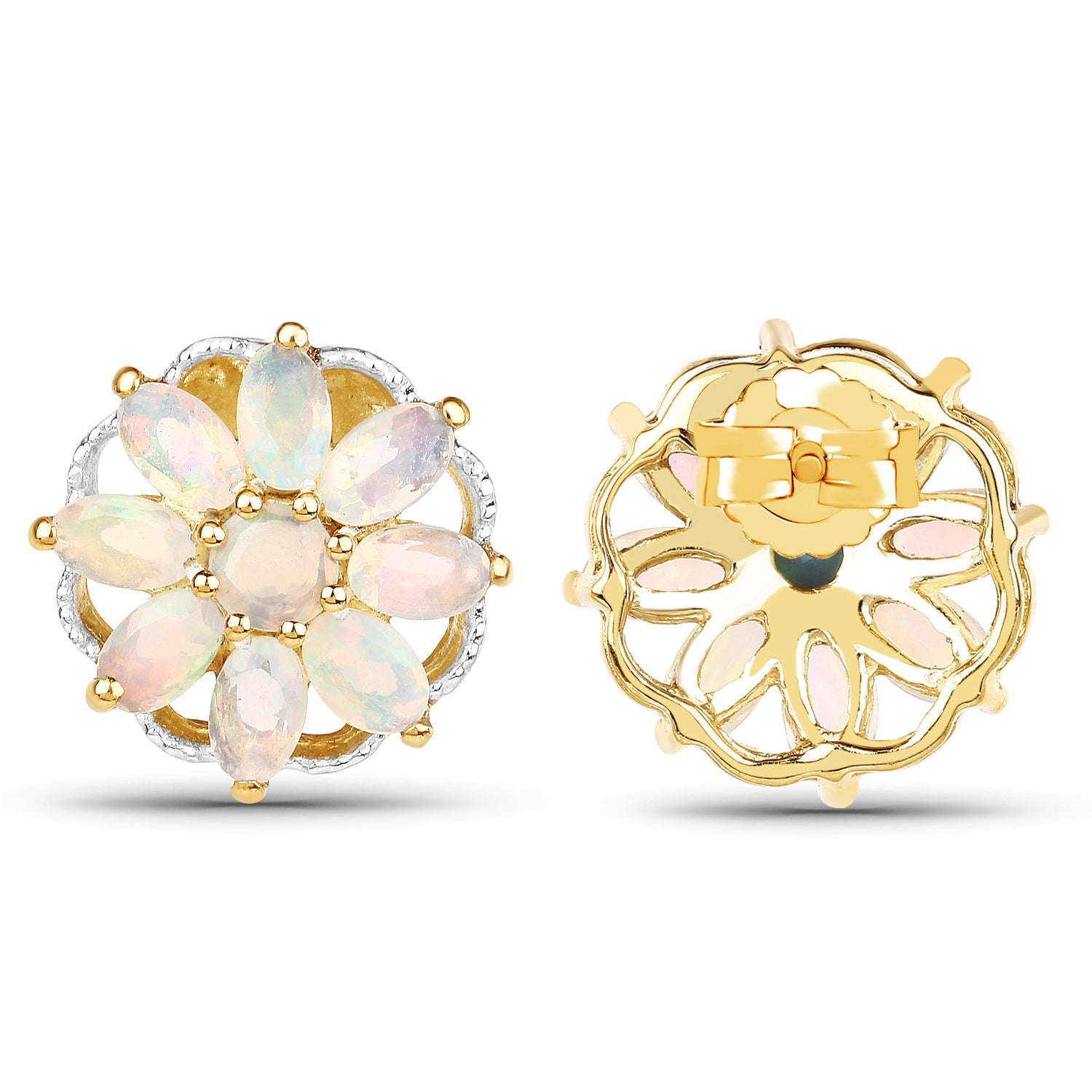 14K Yellow Gold Plated 2.70 Carat Genuine Ethiopian Opal .925 Sterling Silver Earrings on sale at MyriadMart
