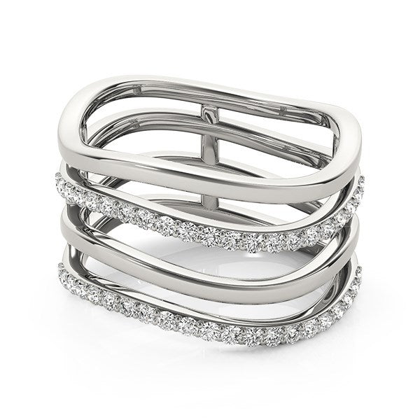 14k White Gold Multiple Band Design Ring with Diamonds 3/8 cttw on sale at MyriadMart