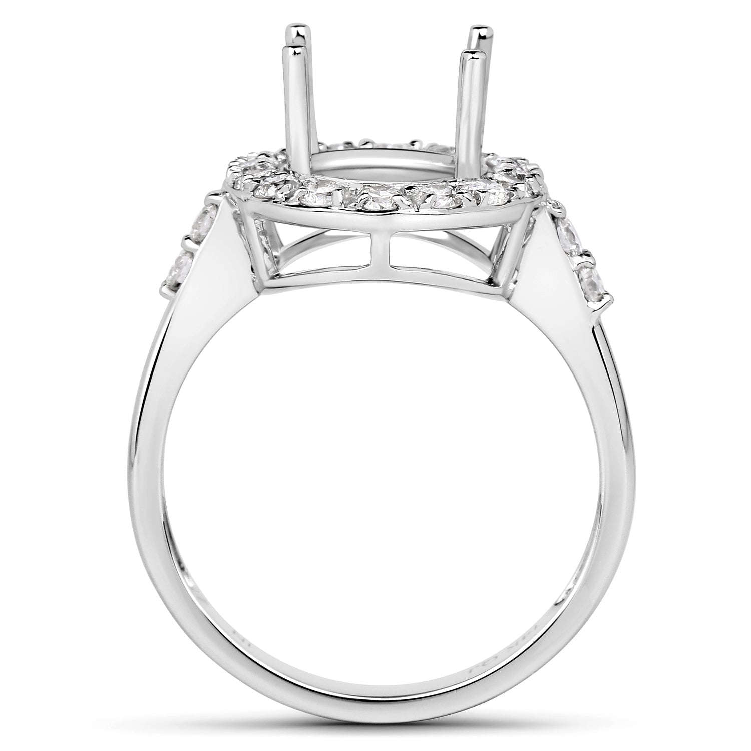 0.60 Carat Genuine White Diamond 14K White Gold Semi Mount Ring - holds 10x8mm Oval Gemstone on sale at MyriadMart