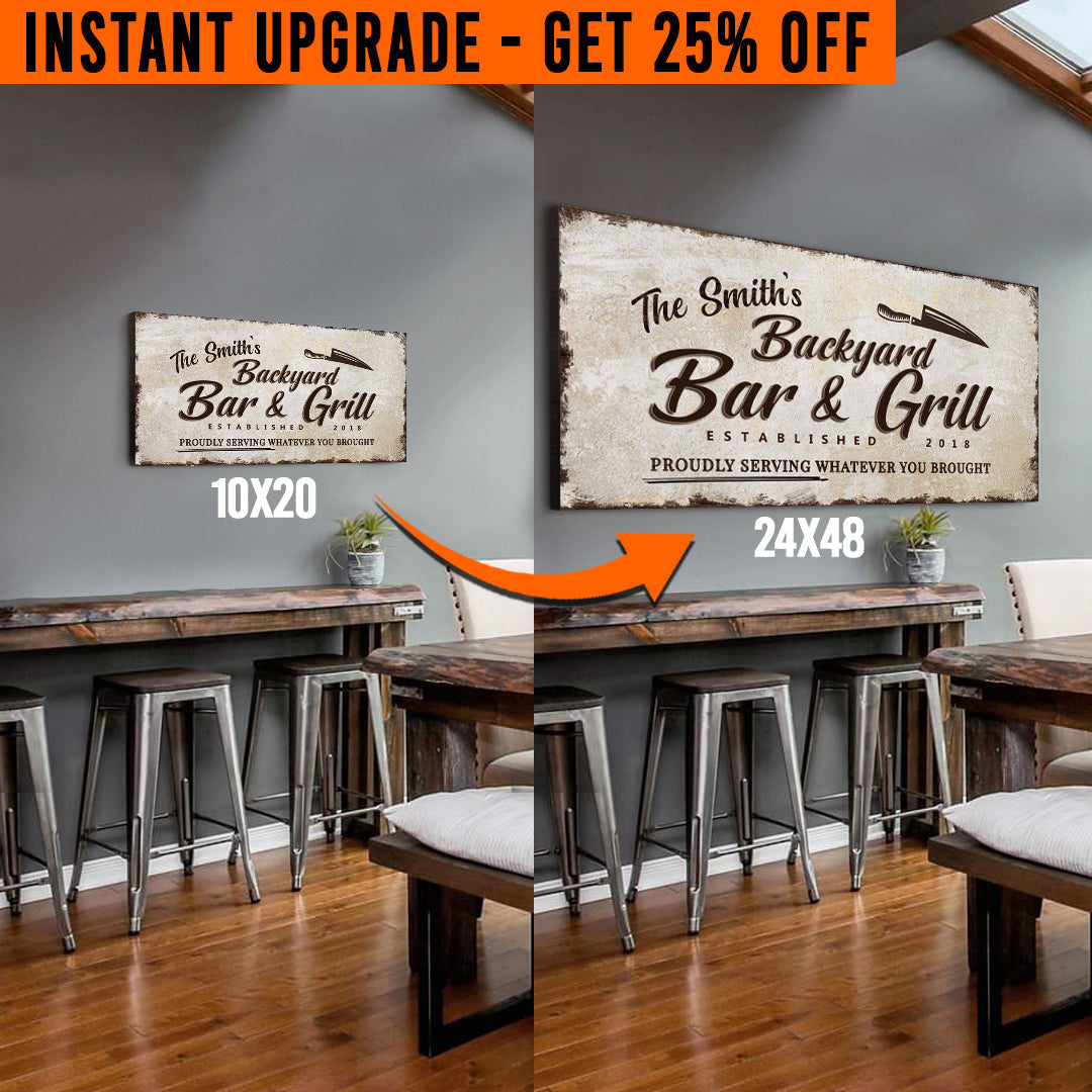 Upgrade Your 'Backyard Bar And Grill' Style 3 Canvas To 24x48 Inches on sale at MyriadMart