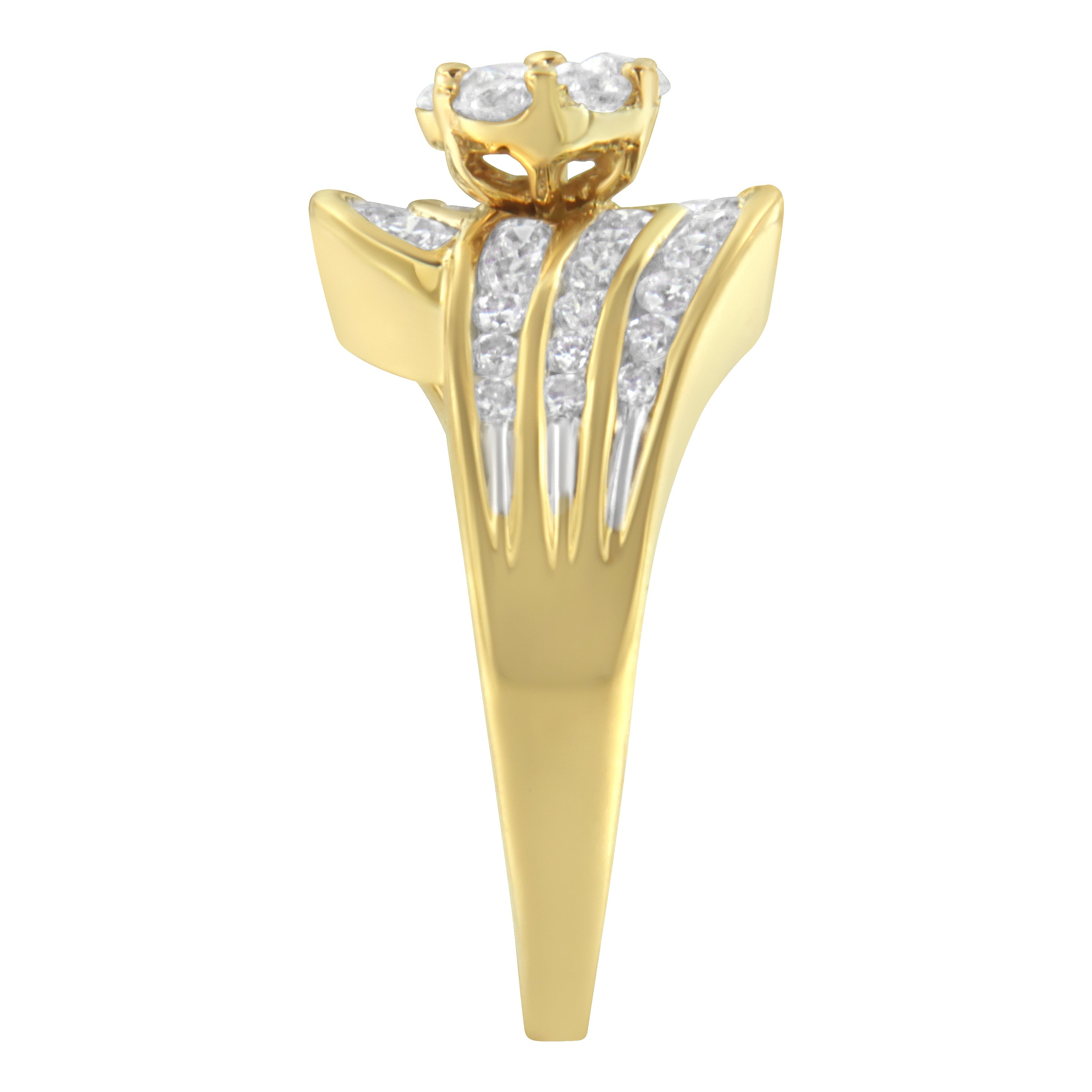 14K Yellow Gold Diamond Cocktail Bypass Ring 1 1/2 Cttw, H-I Color, SI2-I1 Clarity - Size 7 on sale at MyriadMart