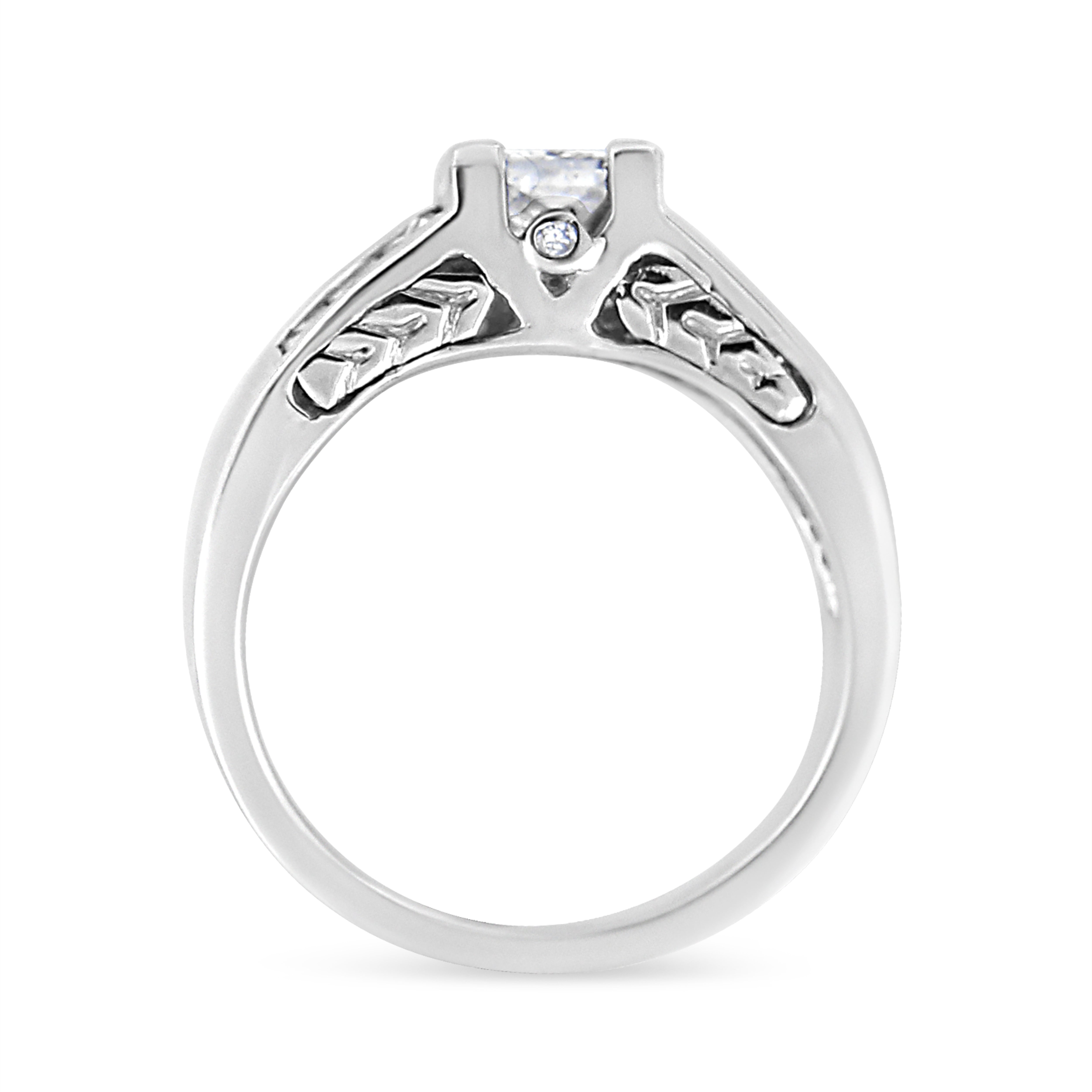14K White Gold 1 1/4 Cttw Princess Cut Diamond Channel Set Engagement Ring H-I Color, SI1-SI2 Clarity - Ring Size 7 on sale at MyriadMart