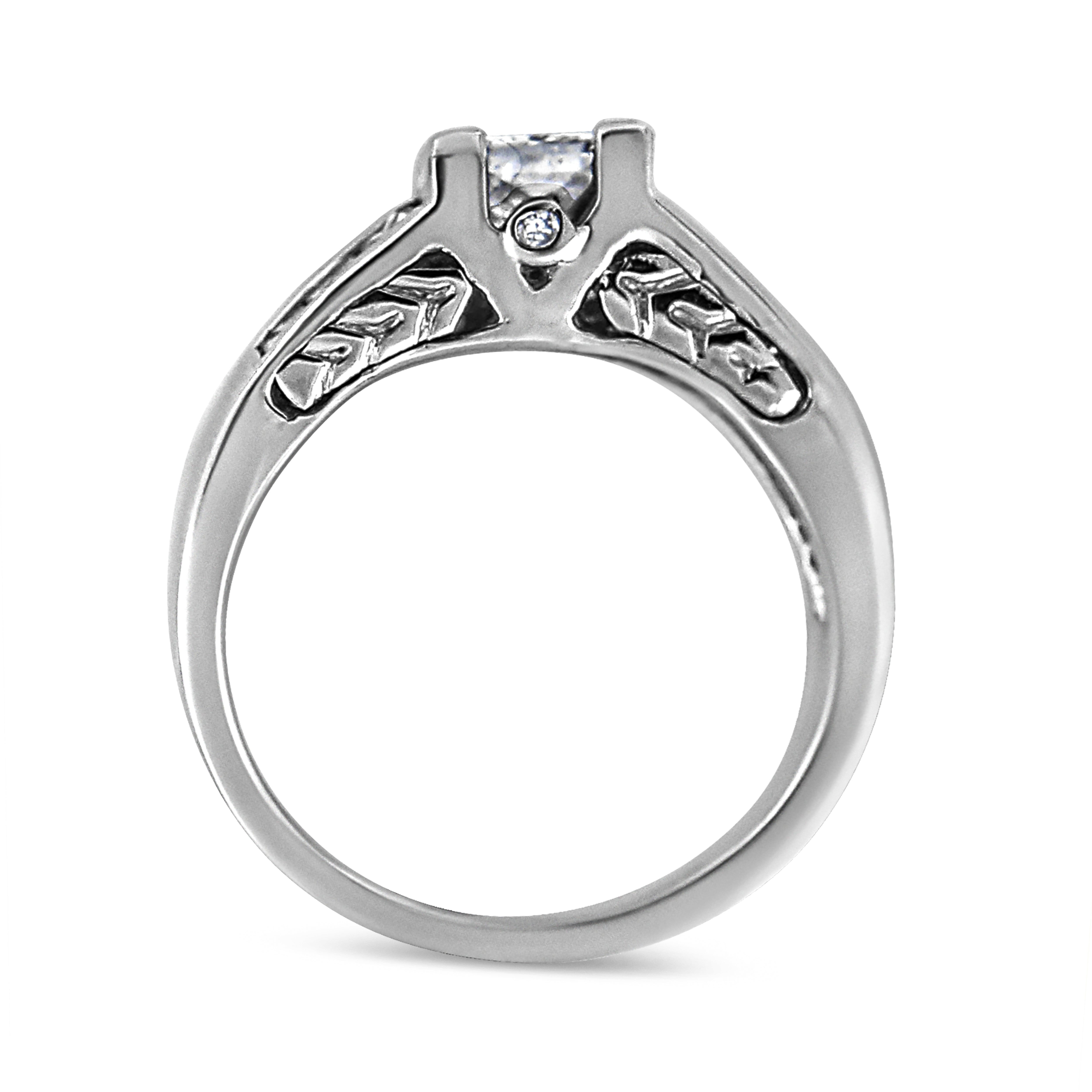 14K White Gold 1 1/4 Cttw Princess Cut Diamond Channel Set Engagement Ring H-I Color, SI1-SI2 Clarity - Ring Size 7 on sale at MyriadMart