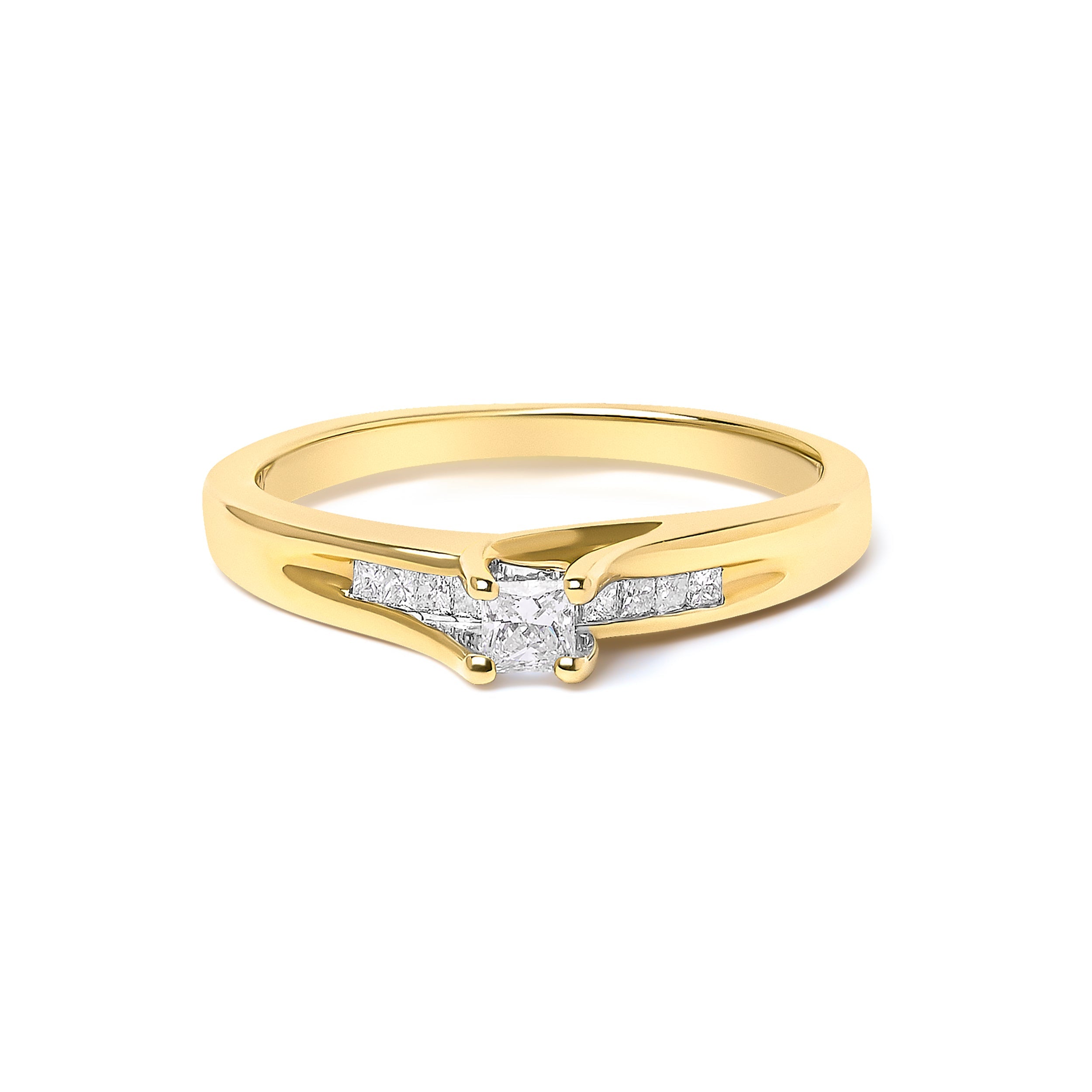 14K Yellow Gold 1/4 Cttw Princess Cut Diamond Engagement Ring on sale at MyriadMart