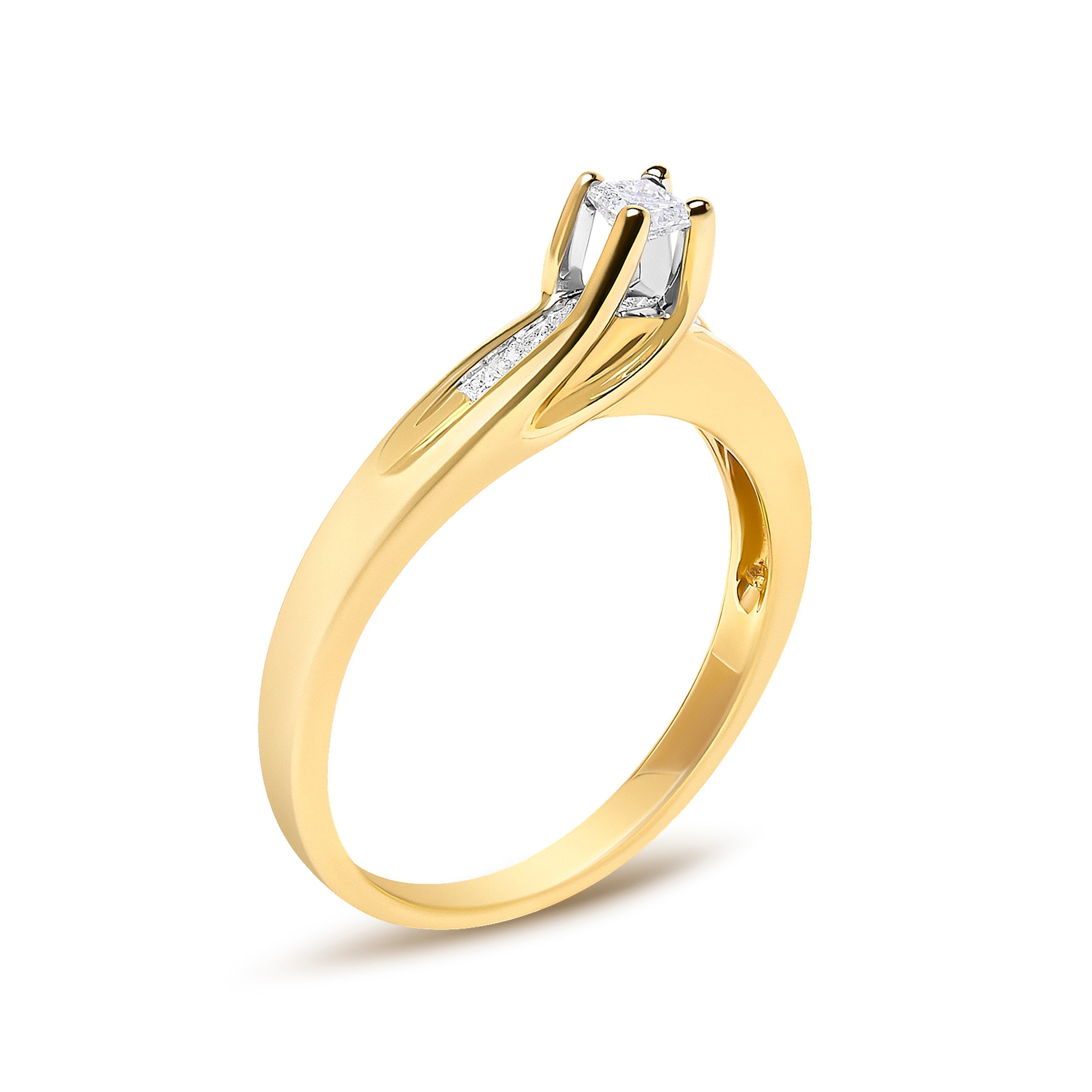 14K Yellow Gold 1/4 Cttw Princess Cut Diamond Engagement Ring on sale at MyriadMart