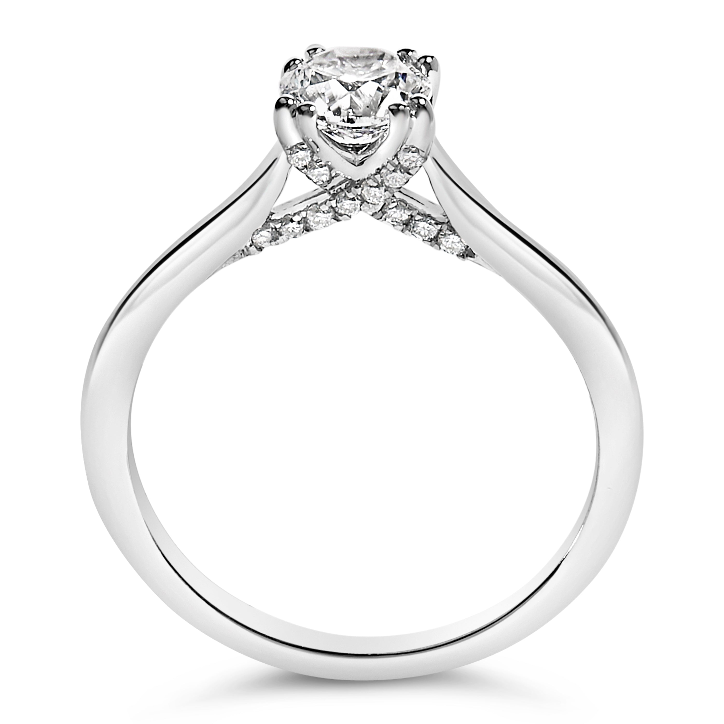 14K White Gold 7/8 Cttw Lab Grown Diamond Solitaire Cathedral Style Engagement Ring F-G Color, VS1-VS2 Clarity - Size 5 on sale at MyriadMart
