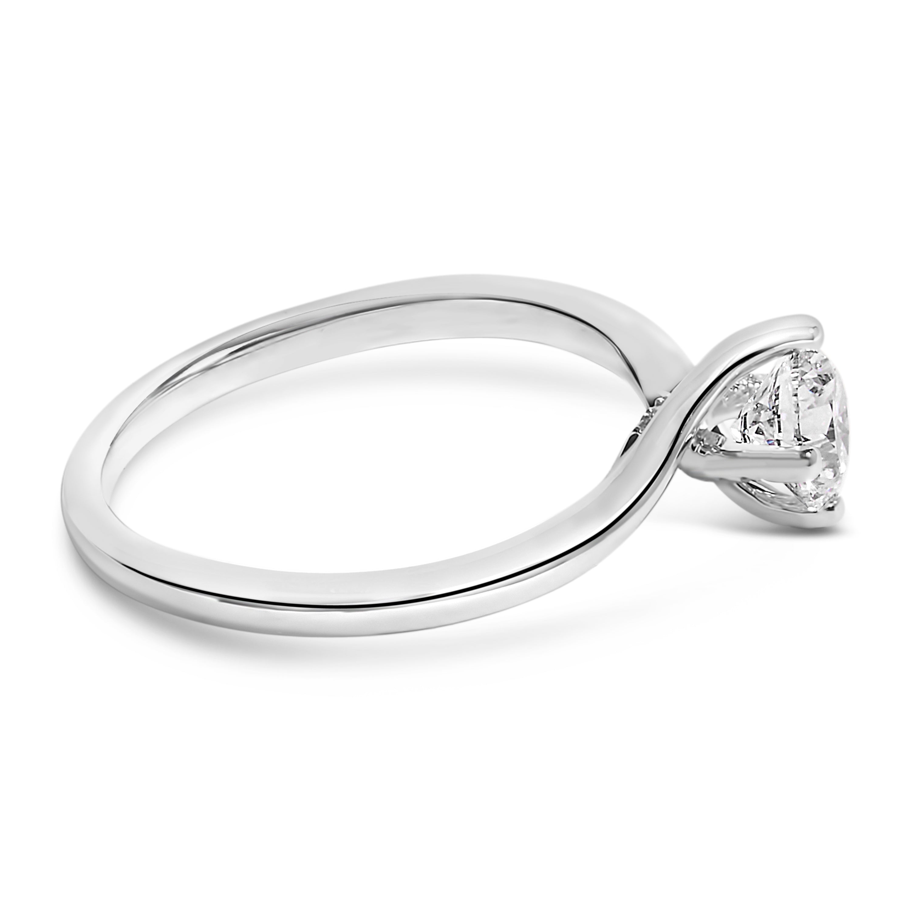 14K White Gold 4/5 Cttw Round Lab Grown Diamond Bypass Solitaire Engagement Ring F-G Color, VS1-VS2 Clarity - Ring Size 5 on sale at MyriadMart