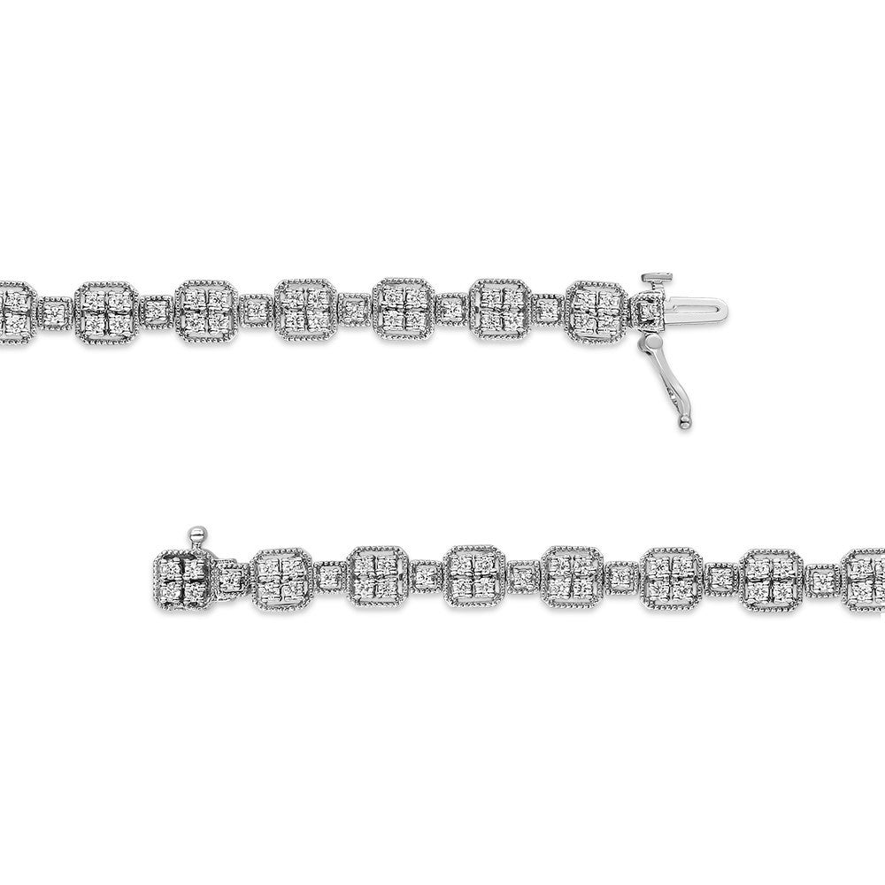 10K White Gold 2.0 Cttw Diamond Square Link Bracelet J-K Color, I2-I3 Clarity - Size 7.25" on sale at MyriadMart
