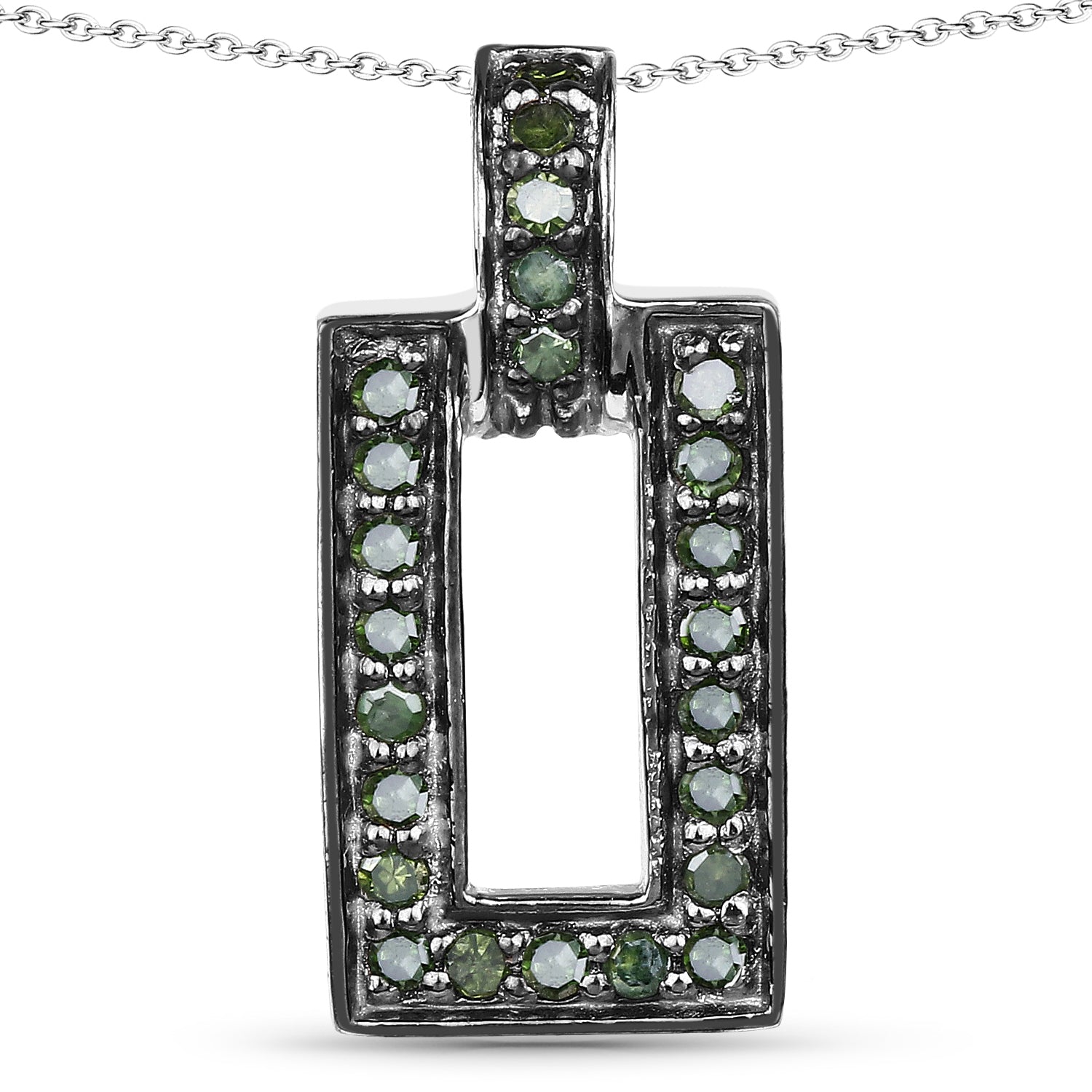 0.36 Carat Genuine Green Diamond .925 Sterling Silver Pendant on sale at MyriadMart