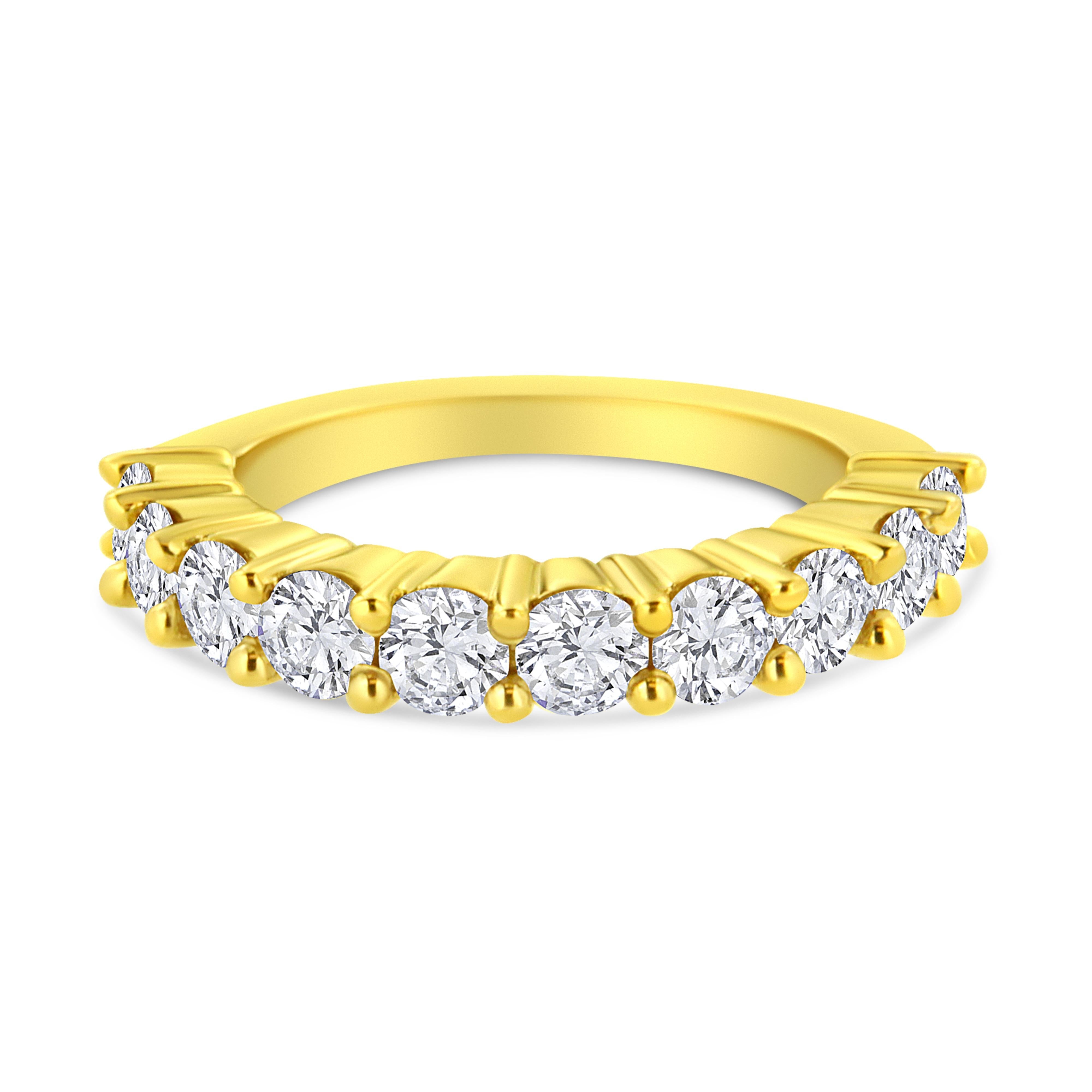 14K Yellow Gold Plated .925 Sterling Silver 2.0 Cttw Round Brilliant Cut Diamond 10 Stone Anniversary Band Ring J-K Color, I1-I2 Clarity - Size 7 on sale at MyriadMart