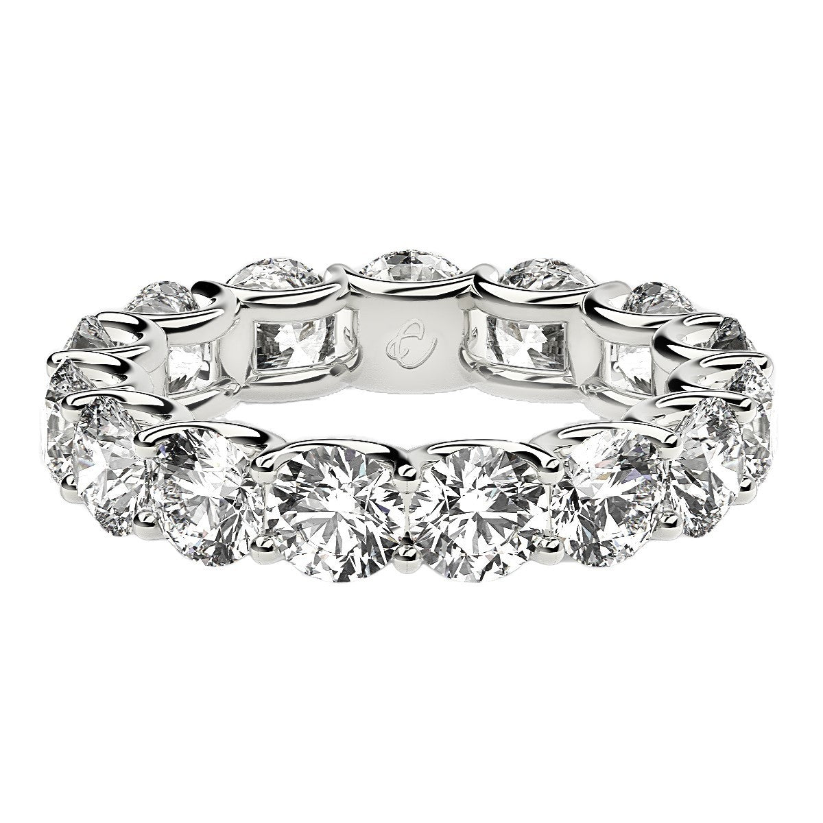 Round Cut Lab Grown Diamond Eternity Ring in 14k White Gold 5 cttw FG/VS2 on sale at MyriadMart