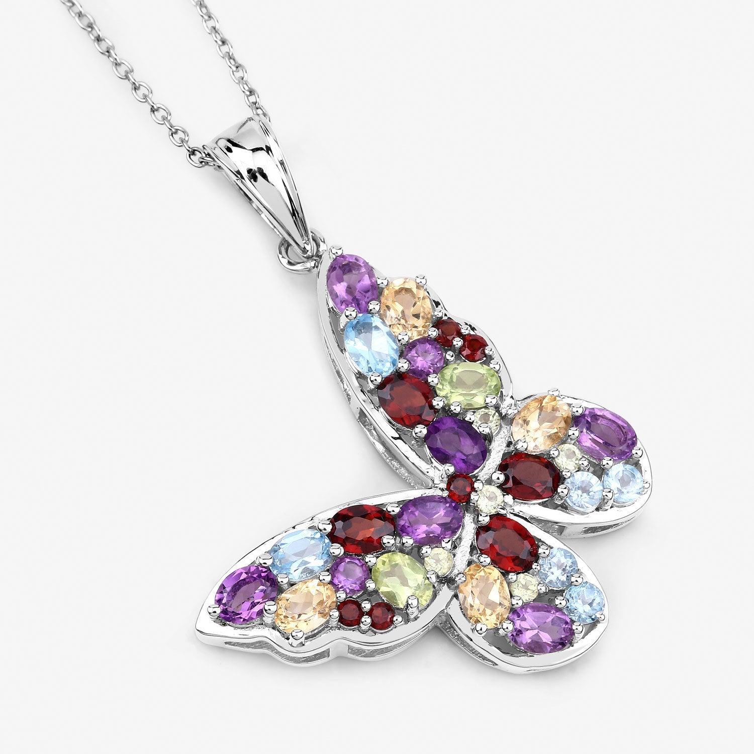 3.80 Carat Genuine Multi Stones .925 Sterling Silver Pendant on sale at MyriadMart