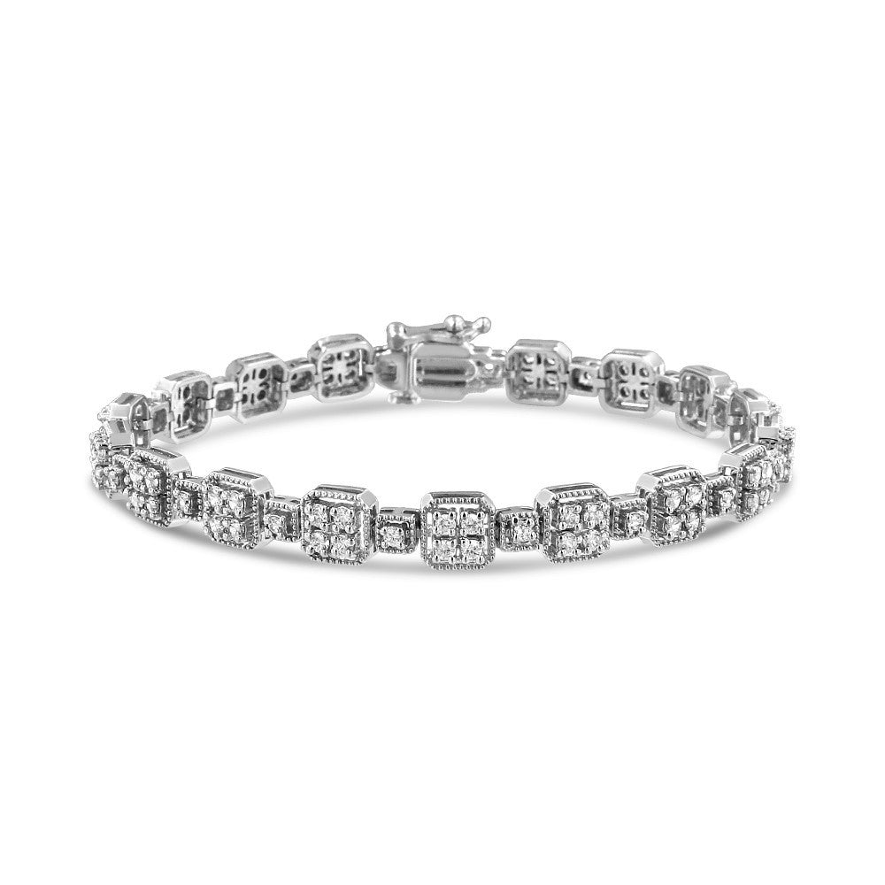 10K White Gold 2.0 Cttw Diamond Square Link Bracelet J-K Color, I2-I3 Clarity - Size 7.25" on sale at MyriadMart
