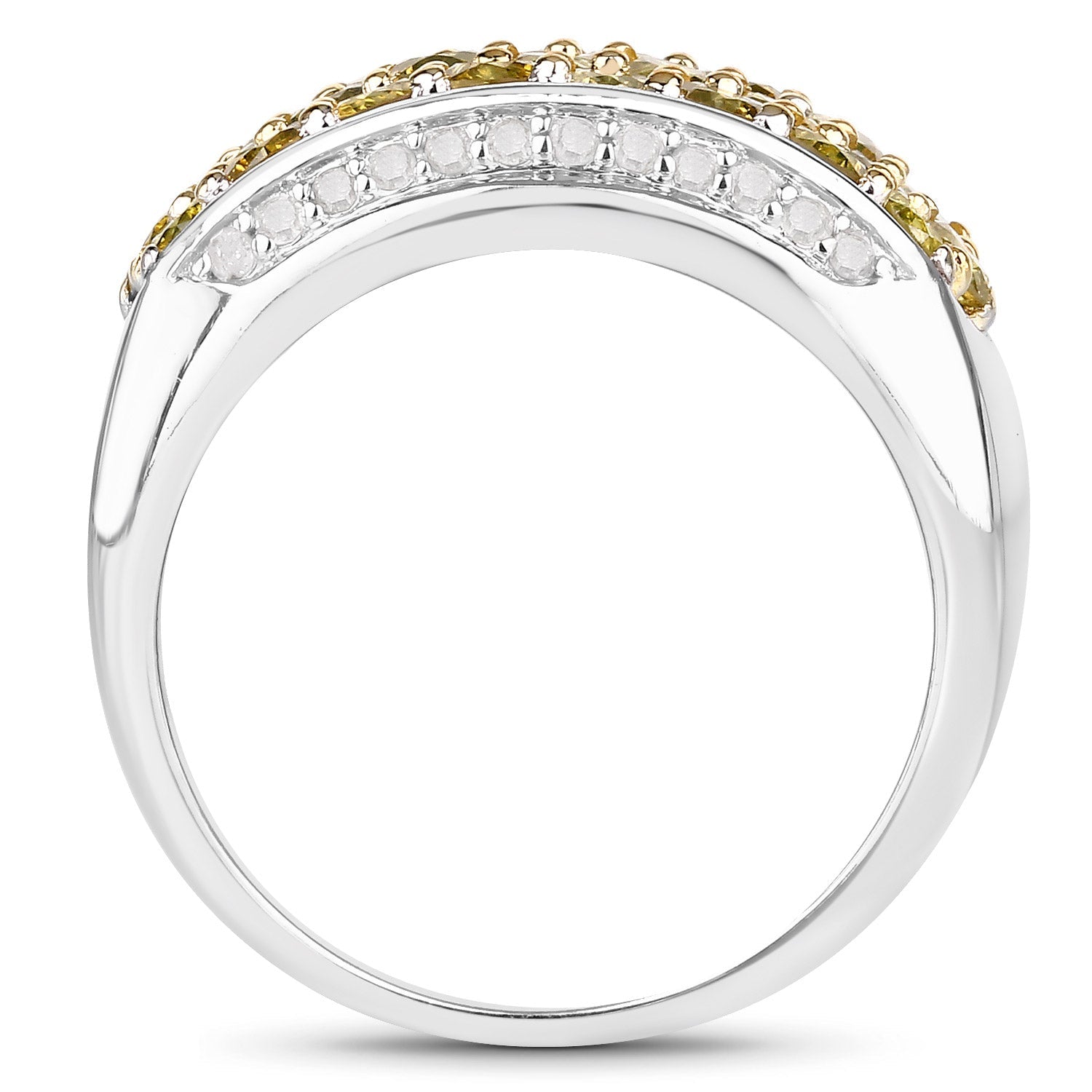 1.91 Carat Genuine Yellow Diamond and White Diamond .925 Sterling Silver Ring on sale at MyriadMart