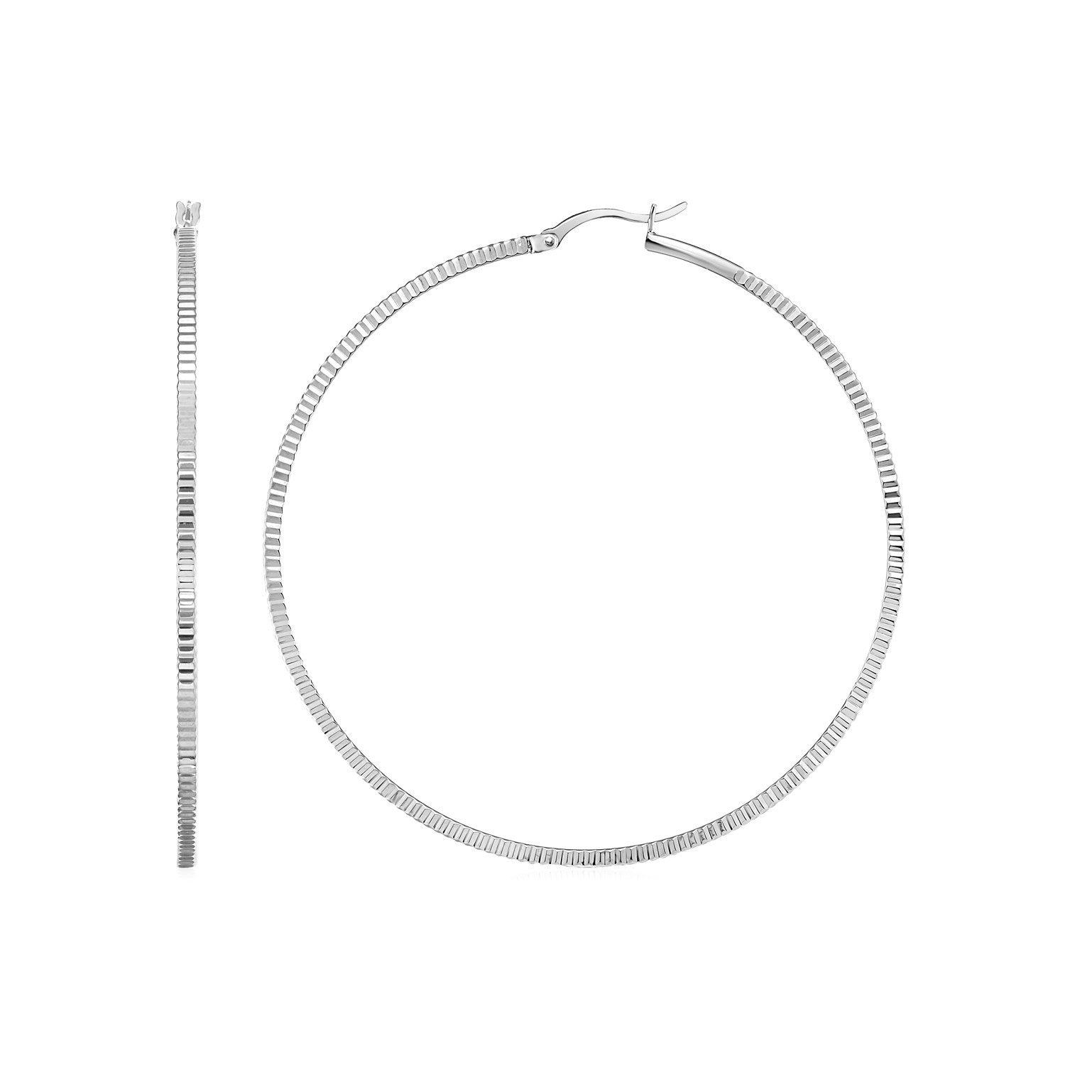 Ridge Textured Hoop Earrings in Sterling Silver on sale at MyriadMart
