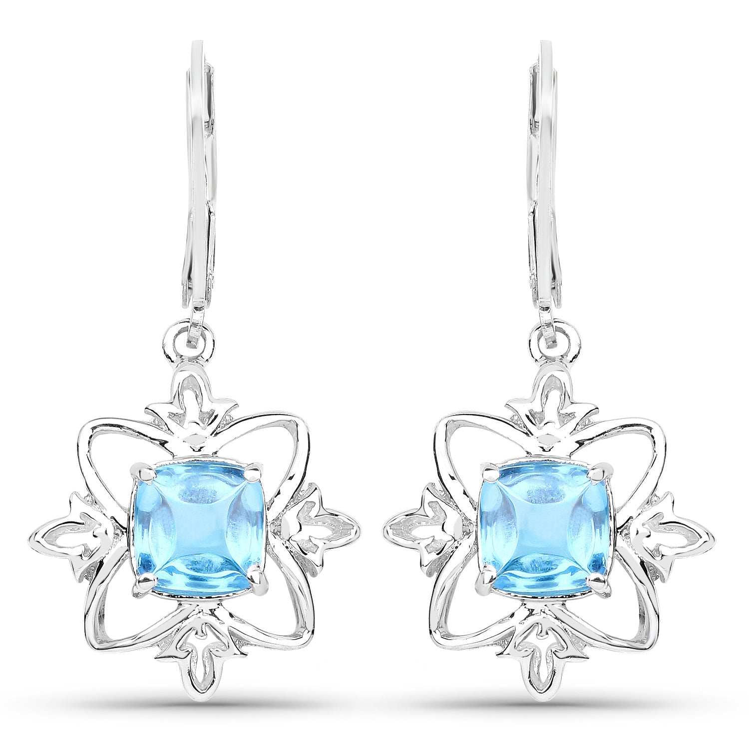 5.30 Carat Genuine Swiss Blue Topaz .925 Sterling Silver Earrings on sale at MyriadMart