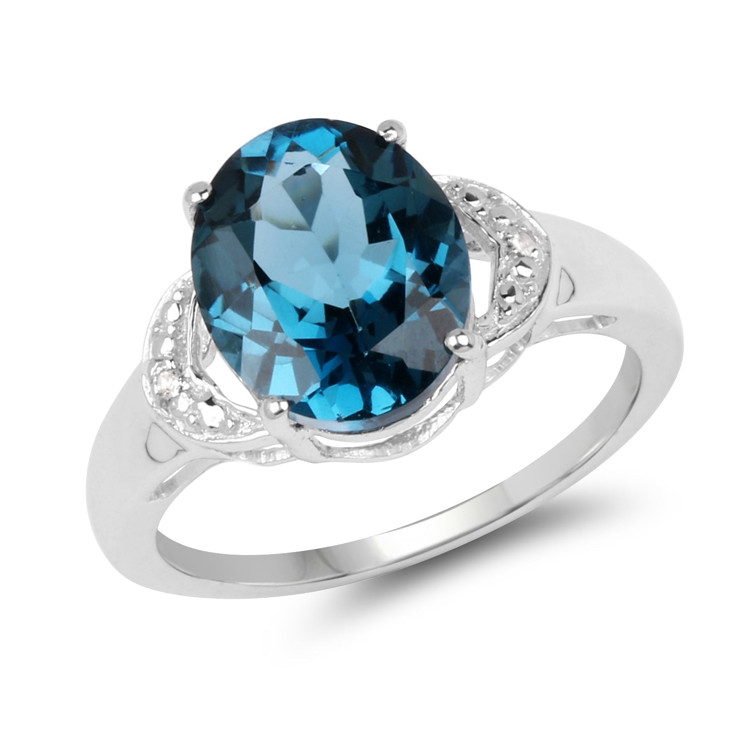 4.26 Carat Genuine London Blue Topaz & White Topaz .925 Sterling Silver Ring on sale at MyriadMart